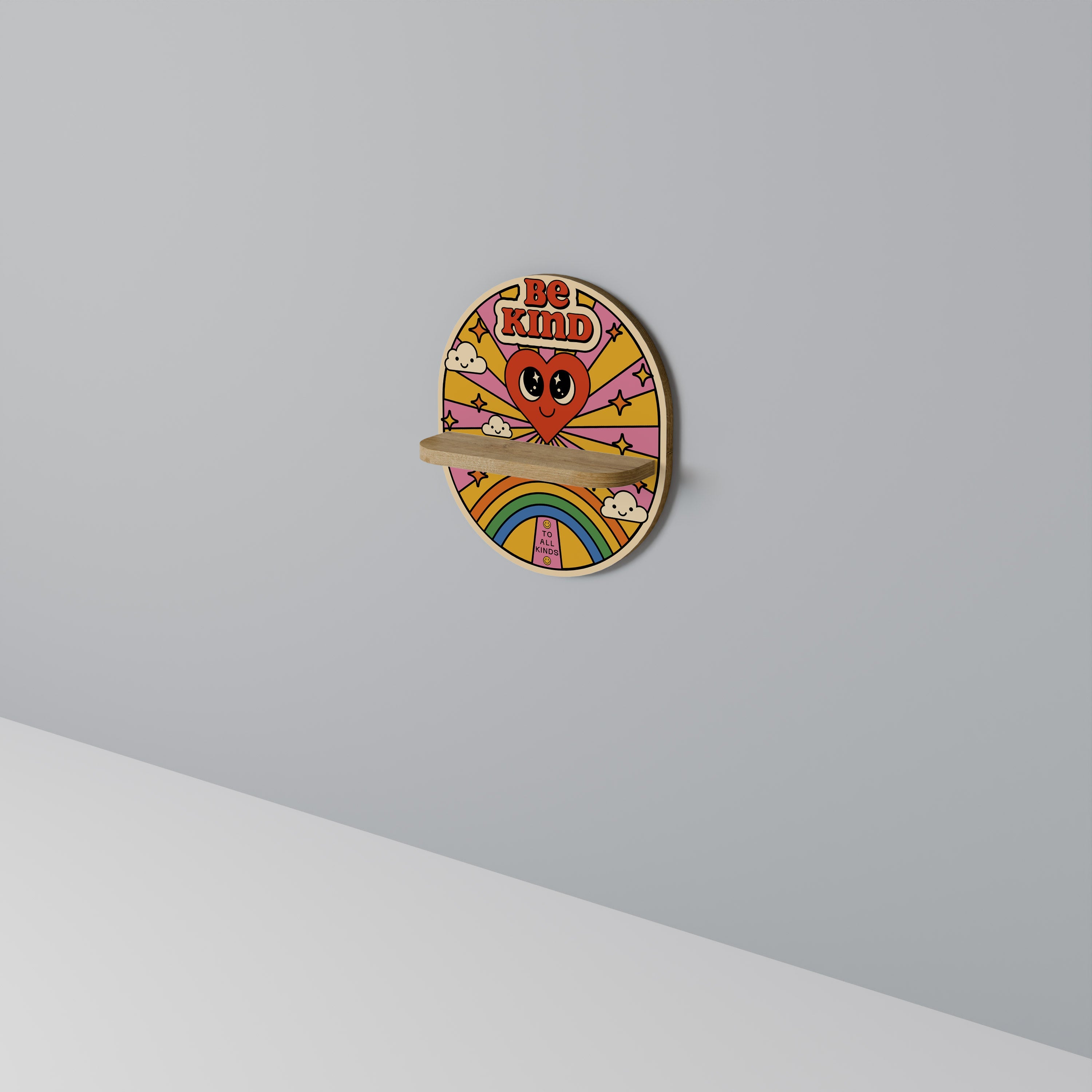 BE KIND Prateleira Oval Decorativa em Efeito Carvalho