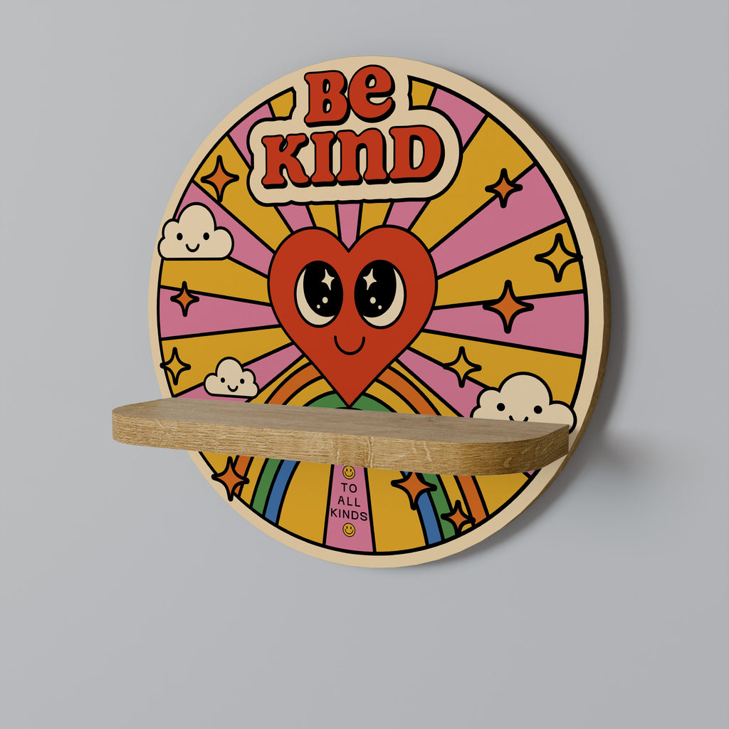 BE KIND Prateleira Redonda Decorativa em Efeito Carvalho