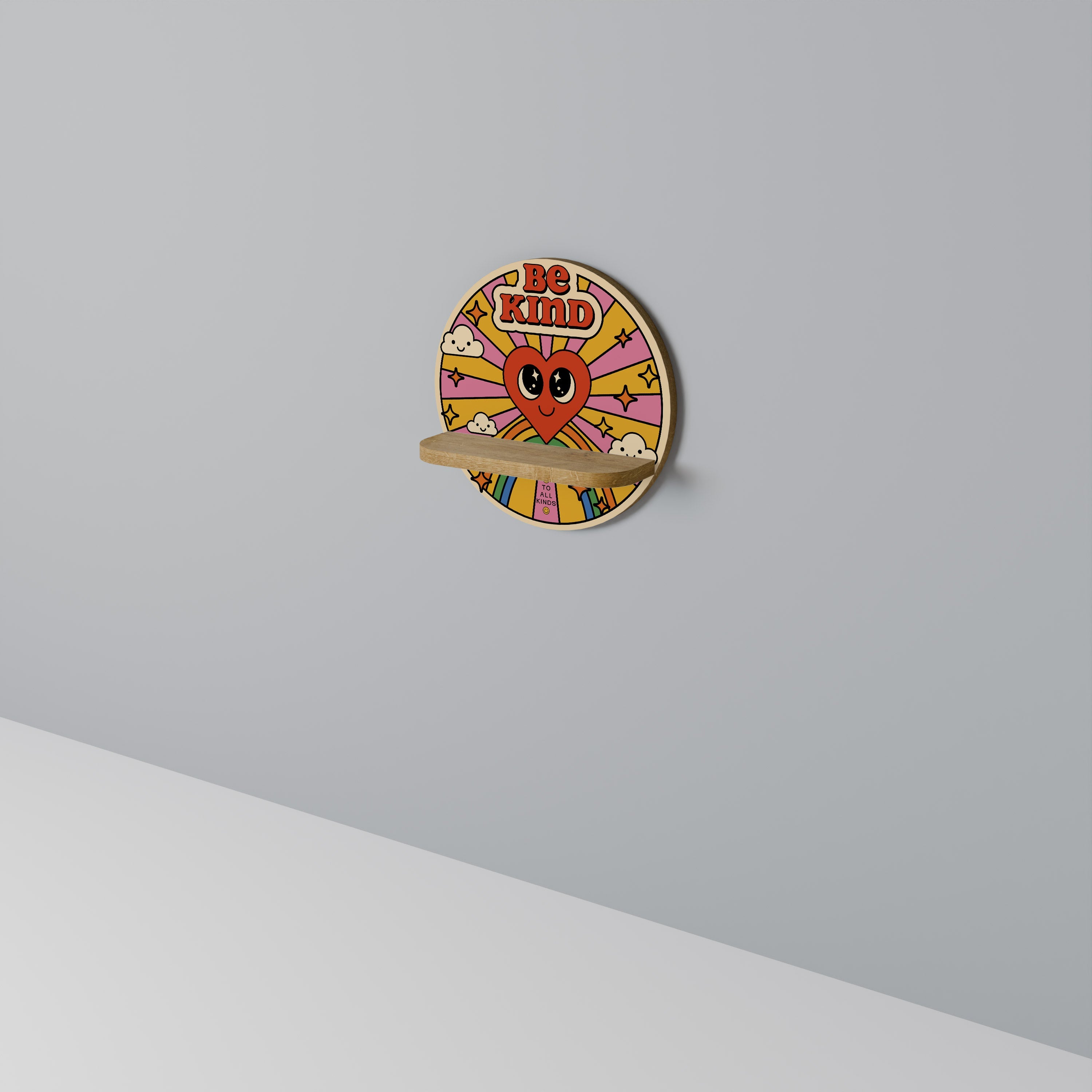 BE KIND Prateleira Redonda Decorativa em Efeito Carvalho