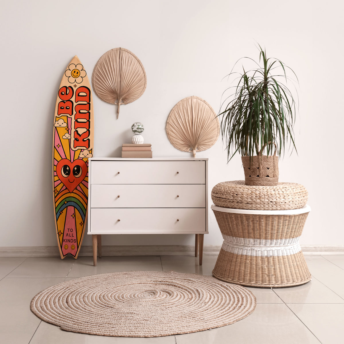 BE KIND Painel Decorativo Prancha de Surf