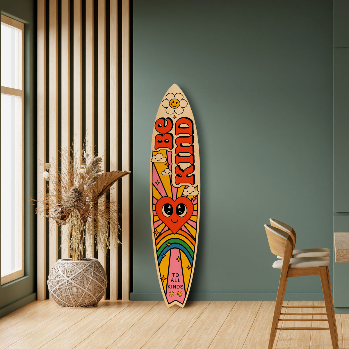 BE KIND Painel Decorativo Prancha de Surf