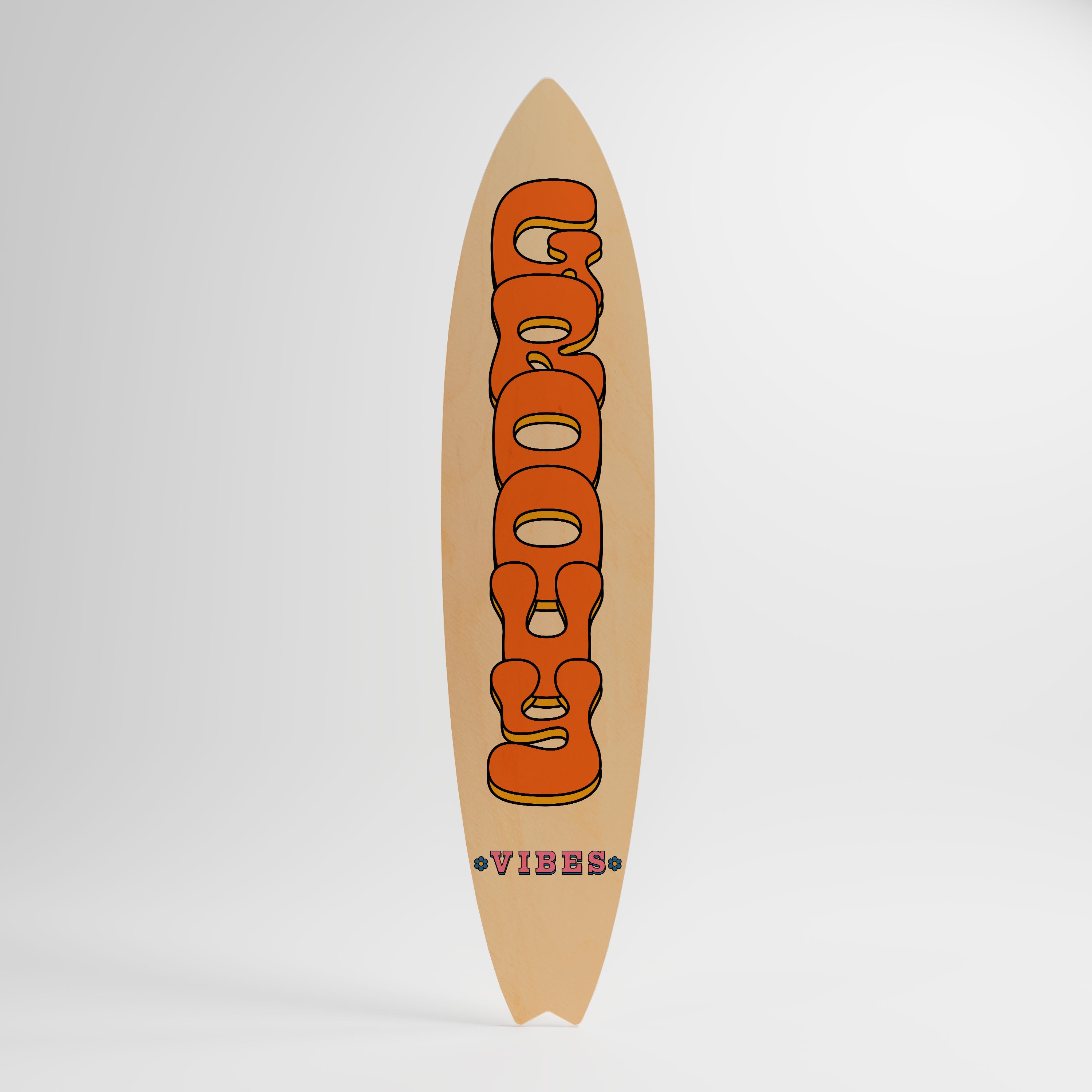 GROOVY VIBES Prancha de surf decorativa em contraplacado