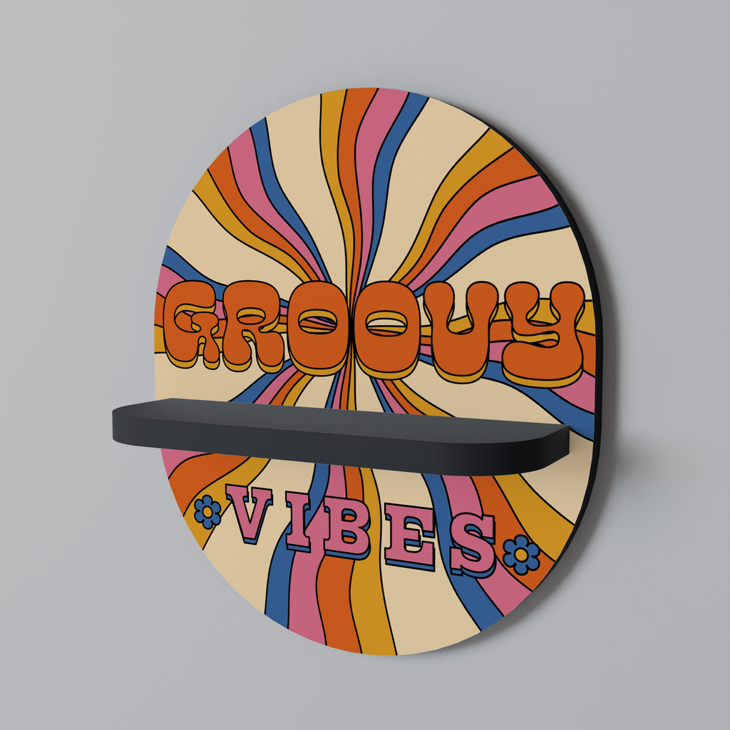 RADIANT GROOVY VIBES Prateleira Oval Decorativa em Acabamento Preto
