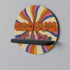 RADIANT GROOVY VIBES Round Art Shelf In Black Finish