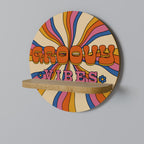 RADIANT GROOVY VIBES Prateleira Redonda Decorativa em Efeito Carvalho