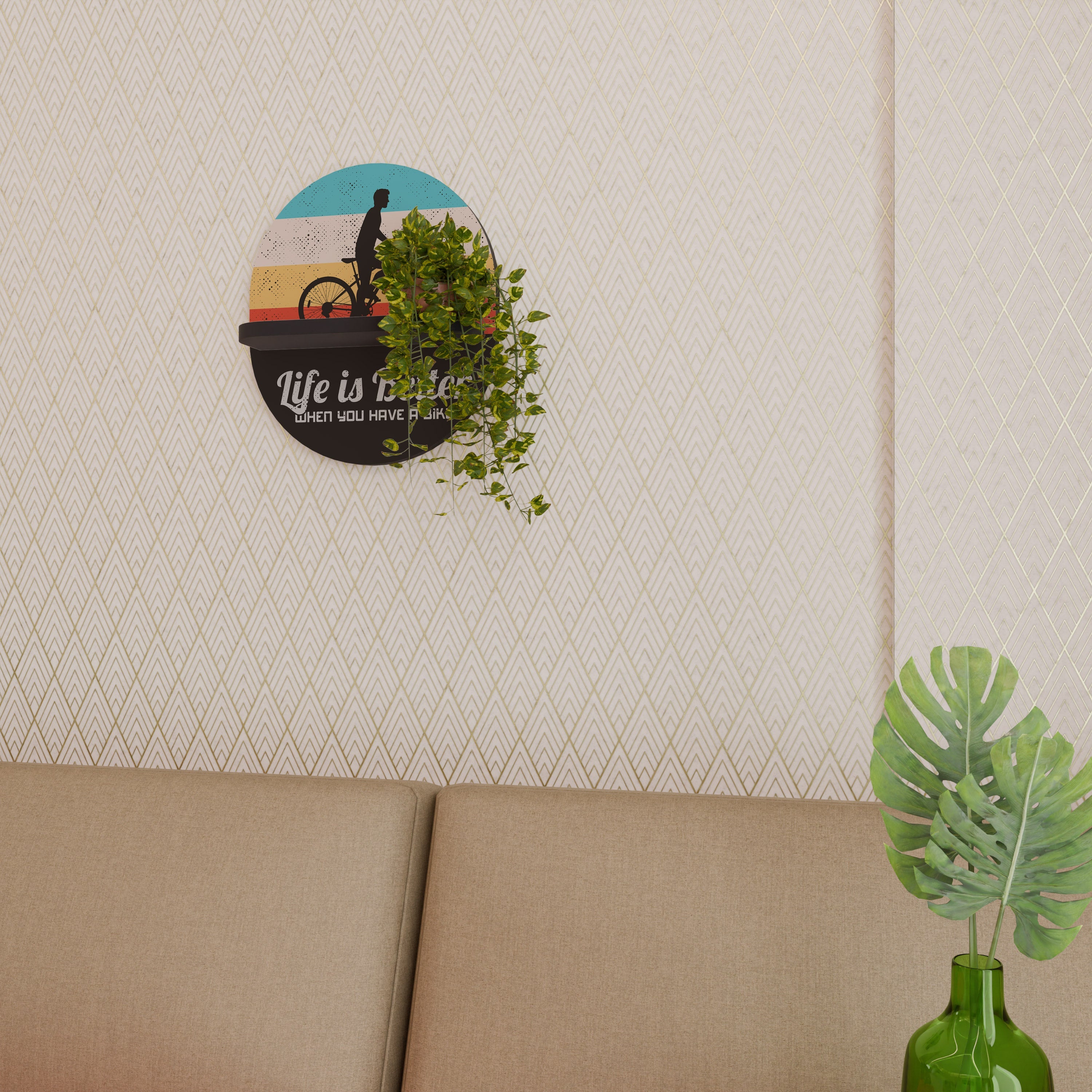 BETTER LIFE Prateleira Oval Decorativa em Acabamento Preto