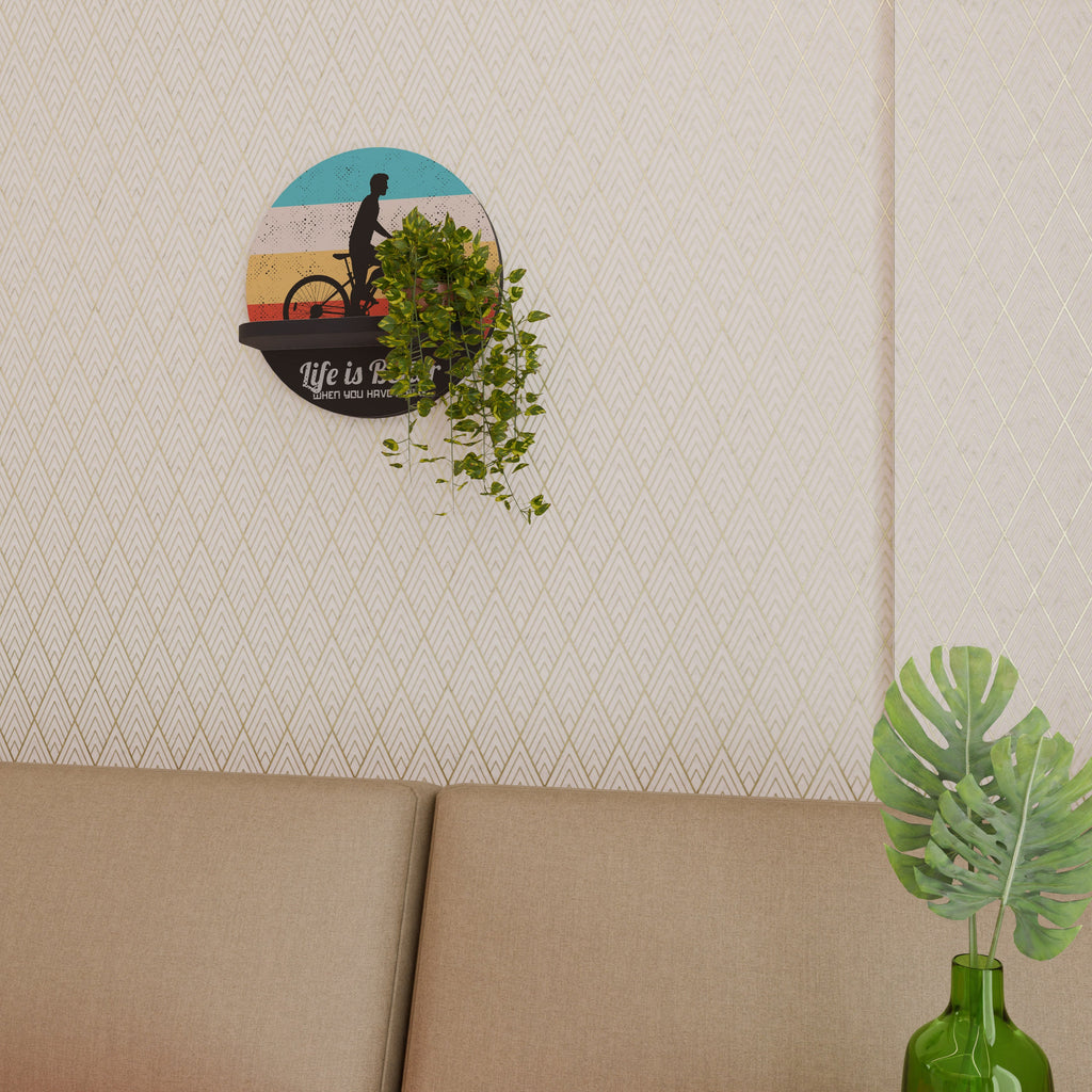 BETTER LIFE Round Art Shelf In Black Finish