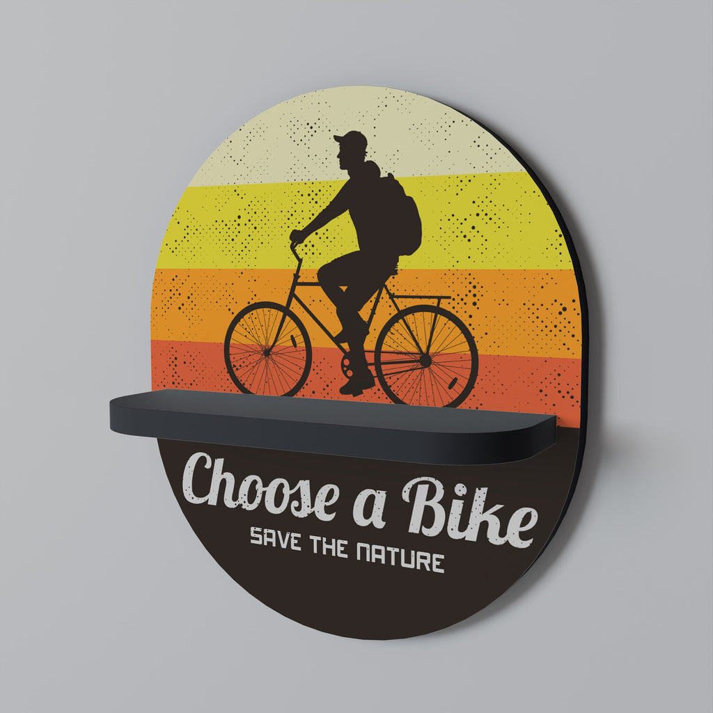 CHOOSE A BIKE Prateleira Oval Decorativa em Acabamento Preto