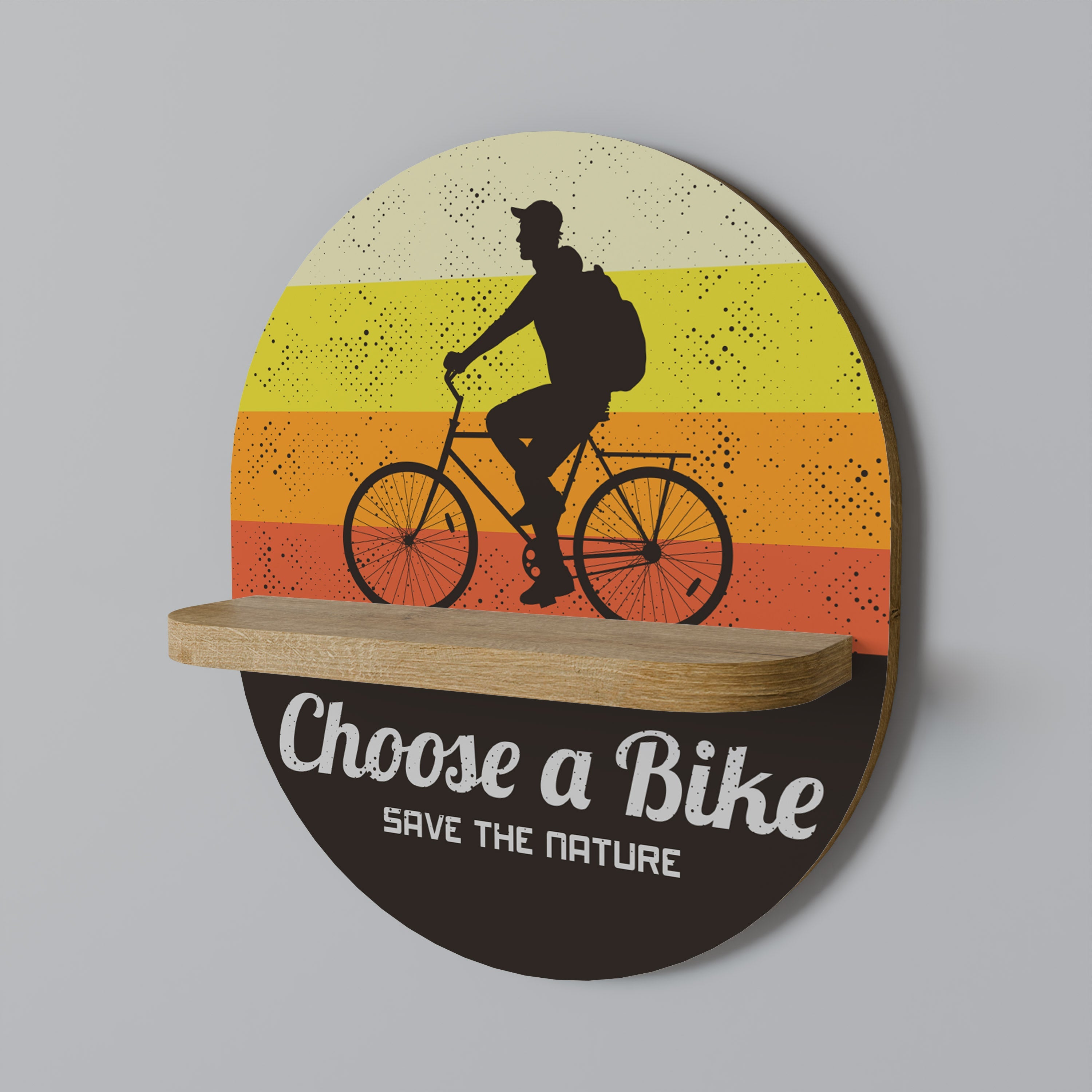 CHOOSE A BIKE Prateleira Oval Decorativa em Efeito Carvalho