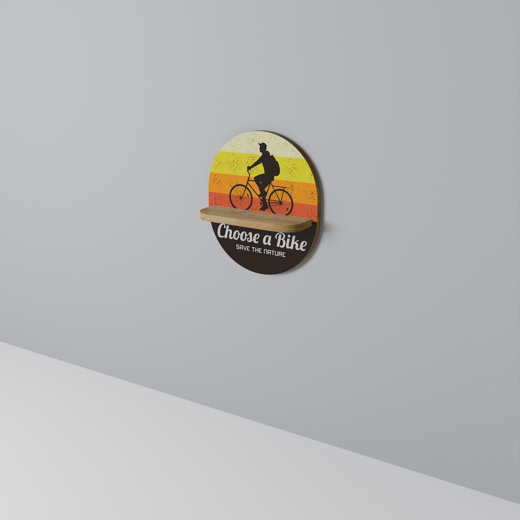 CHOOSE A BIKE Prateleira Oval Decorativa em Efeito Carvalho