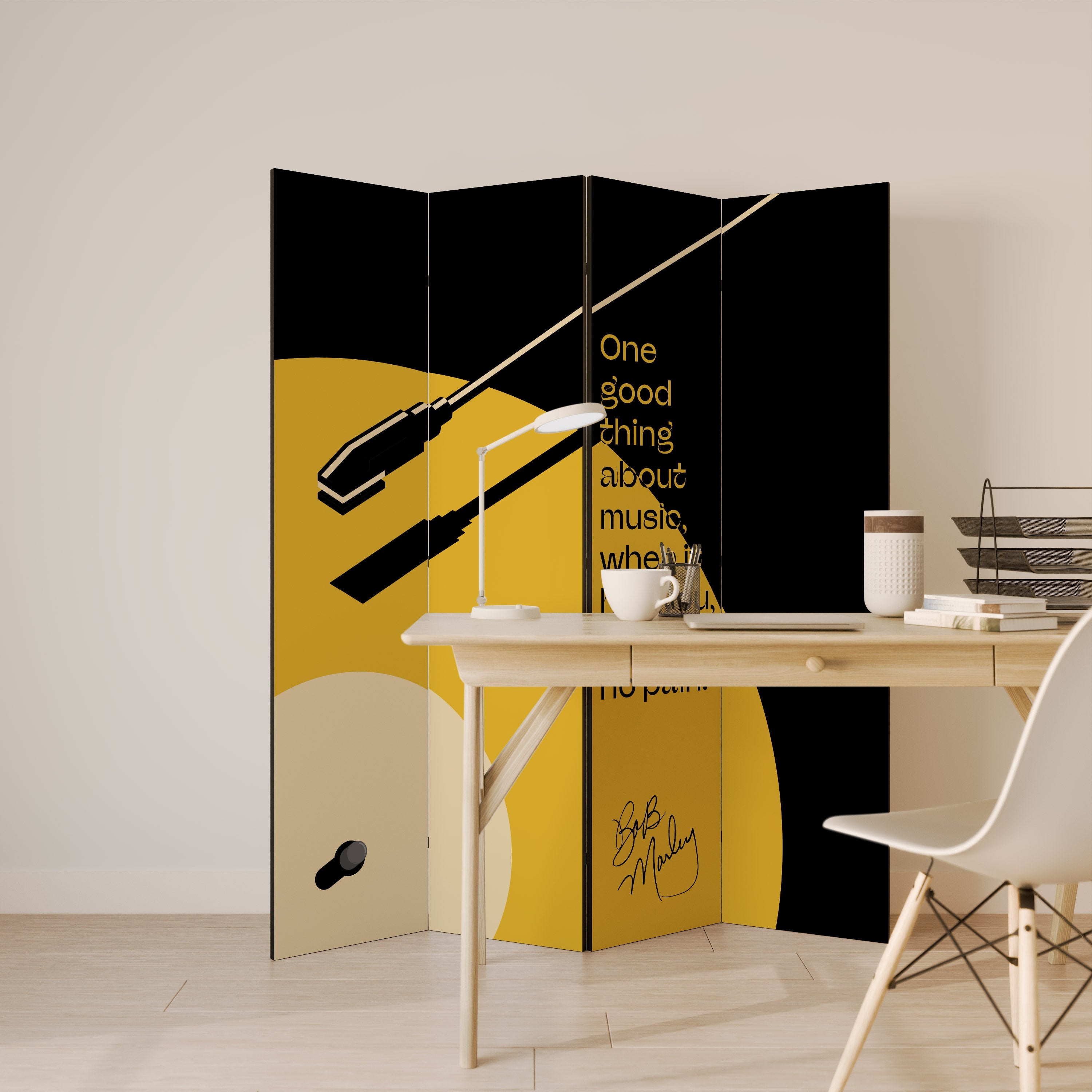 MUSIC - NO PAIN Biombo Decorativo de 4 Painéis