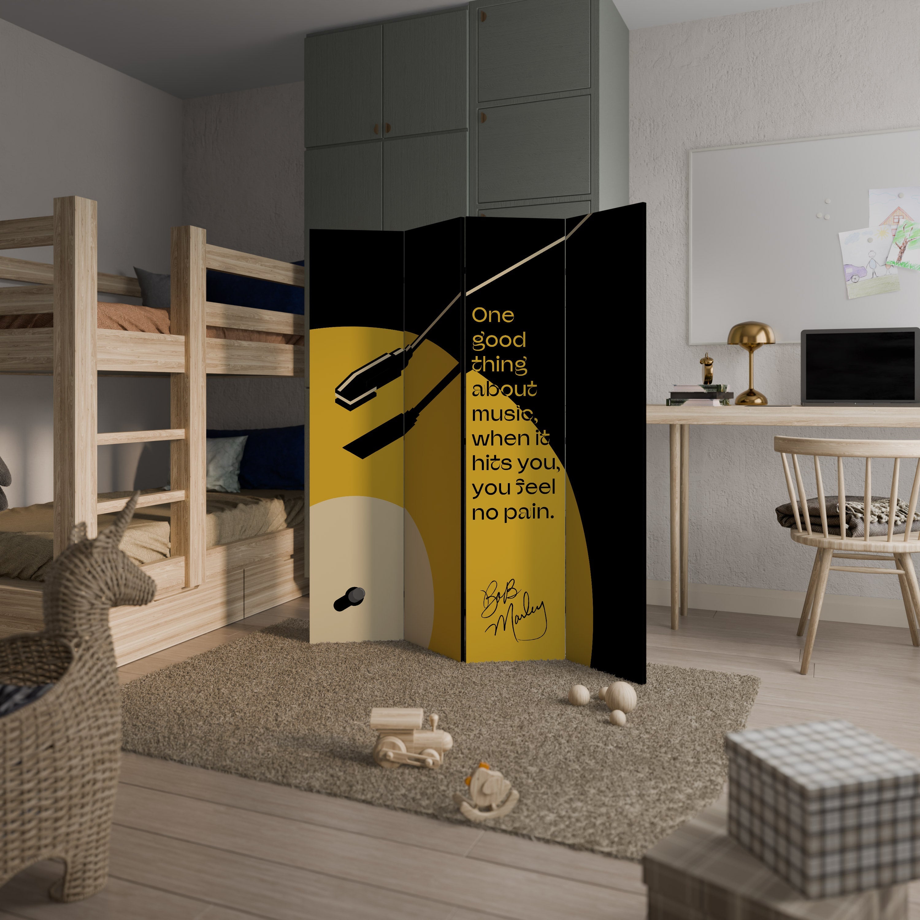 MUSIC - NO PAIN Biombo Decorativo de 4 Painéis