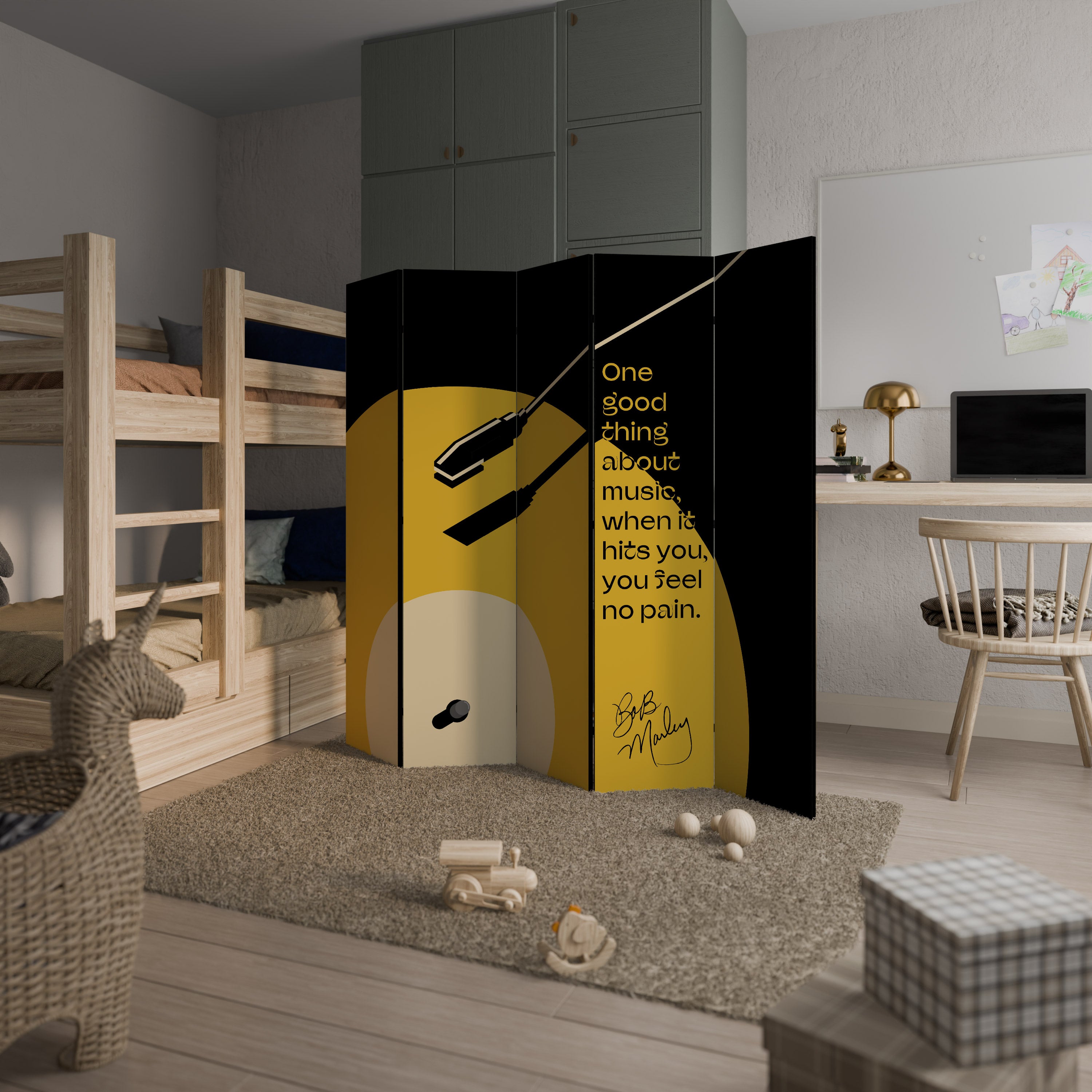 MUSIC - NO PAIN Biombo de 5 Painéis