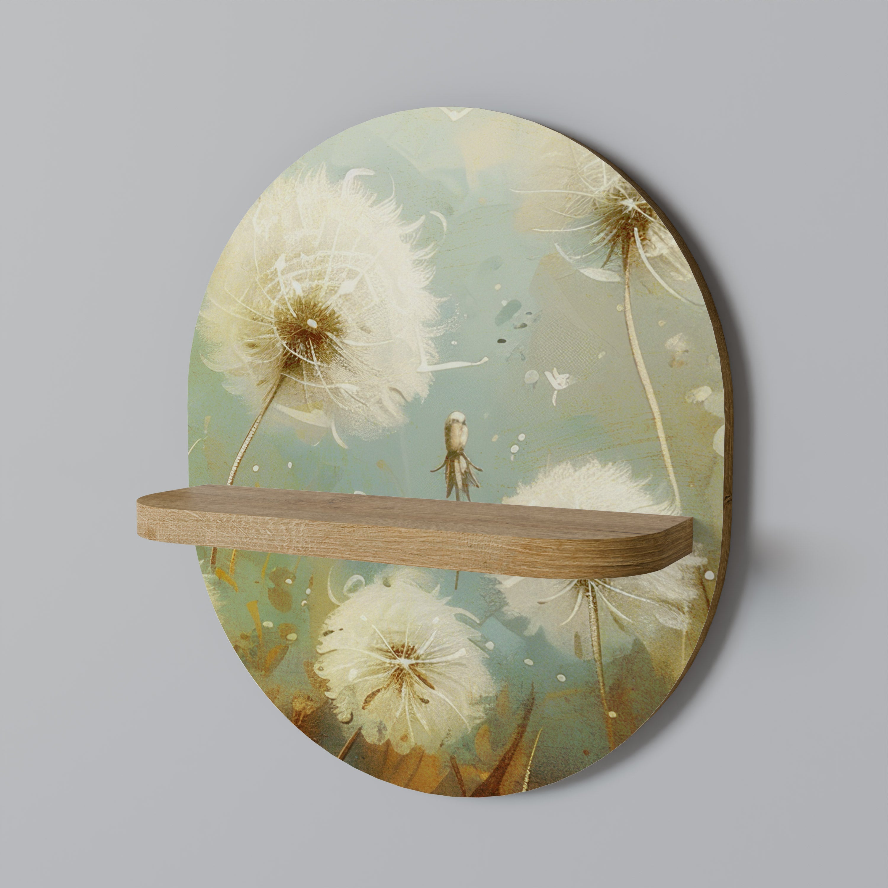 DREAMY MEADOW Prateleira Oval Decorativa em Efeito Carvalho
