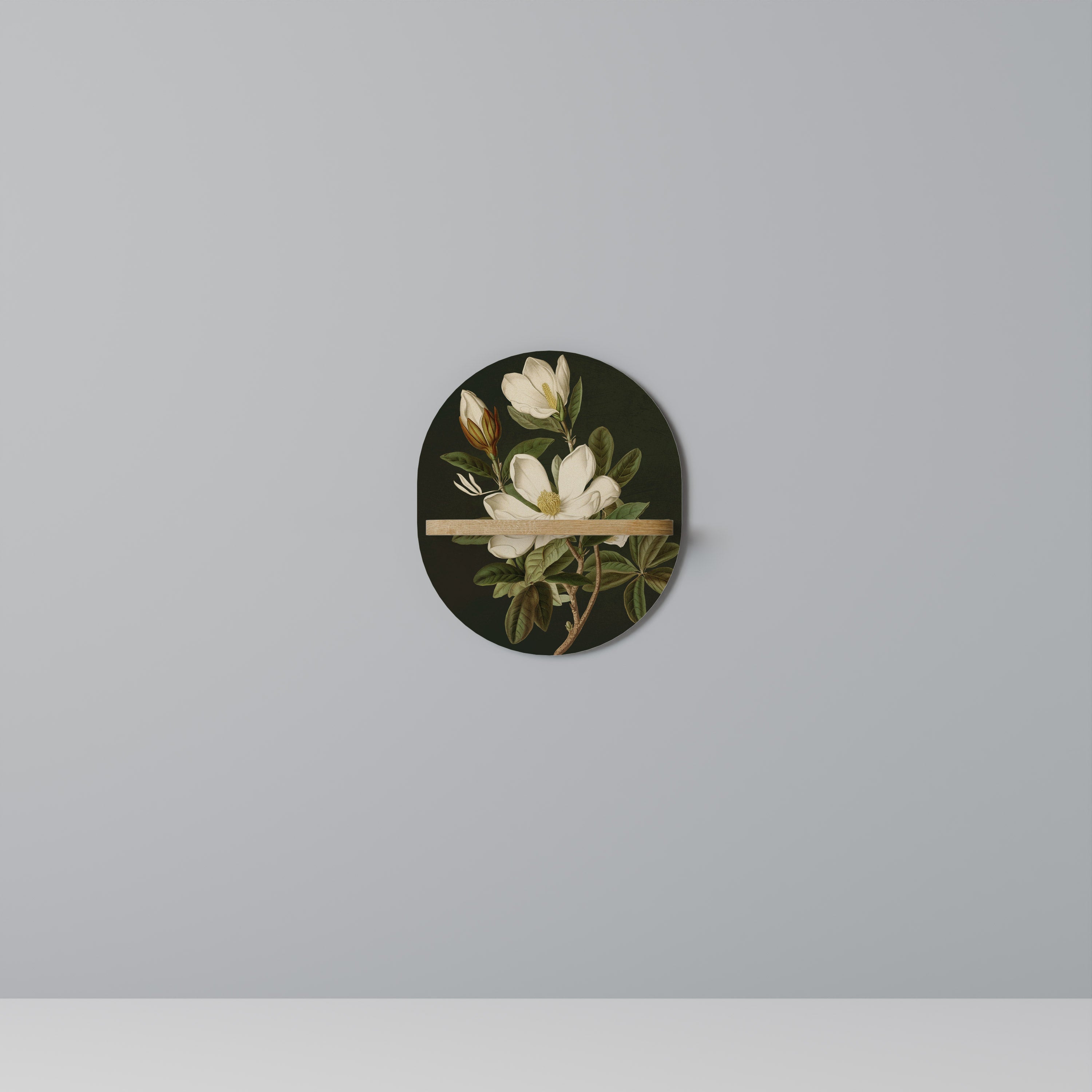 FLORAL NOIR Prateleira Oval Decorativa em Efeito Carvalho