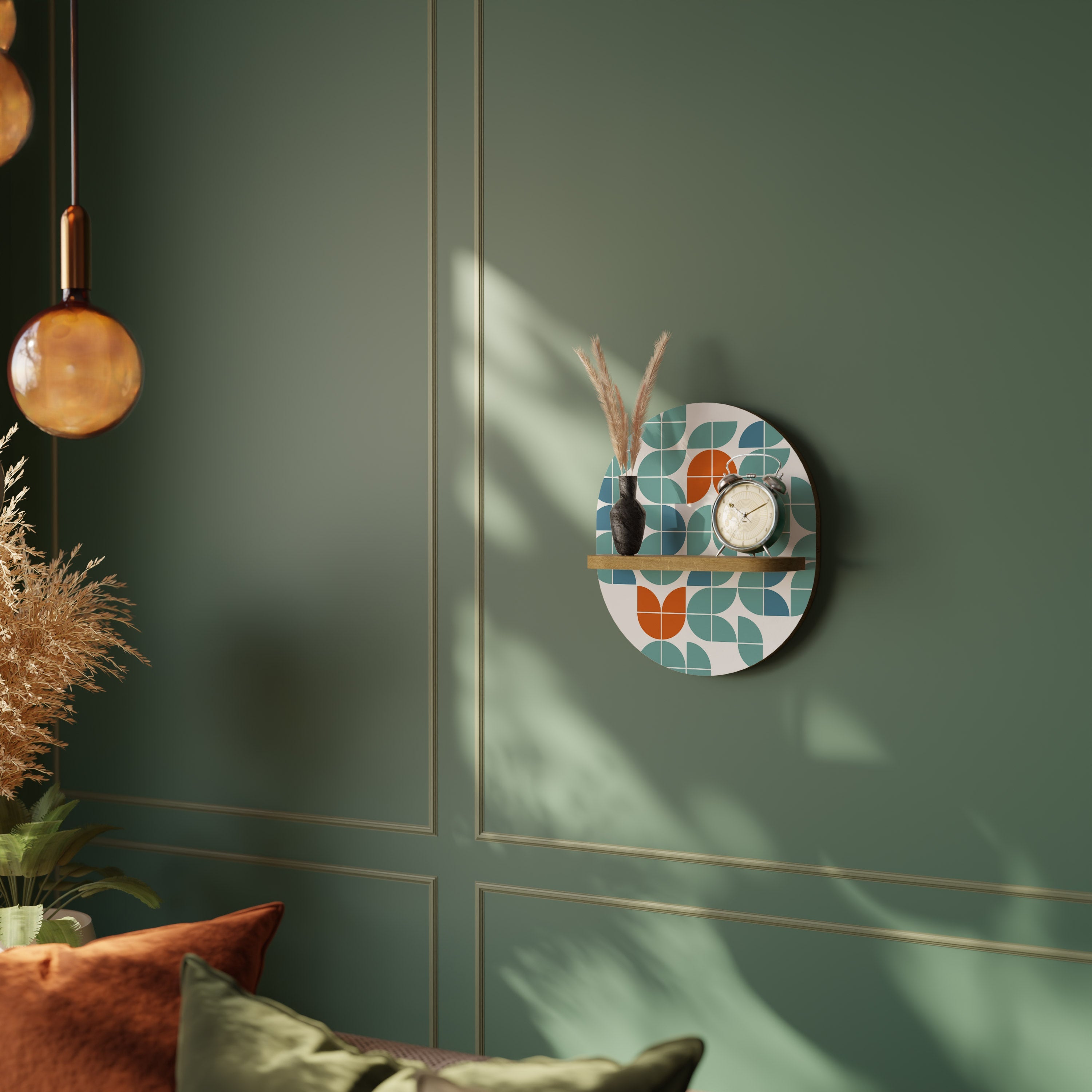 BE THE CHANGE Prateleira Oval Decorativa em Efeito Carvalho