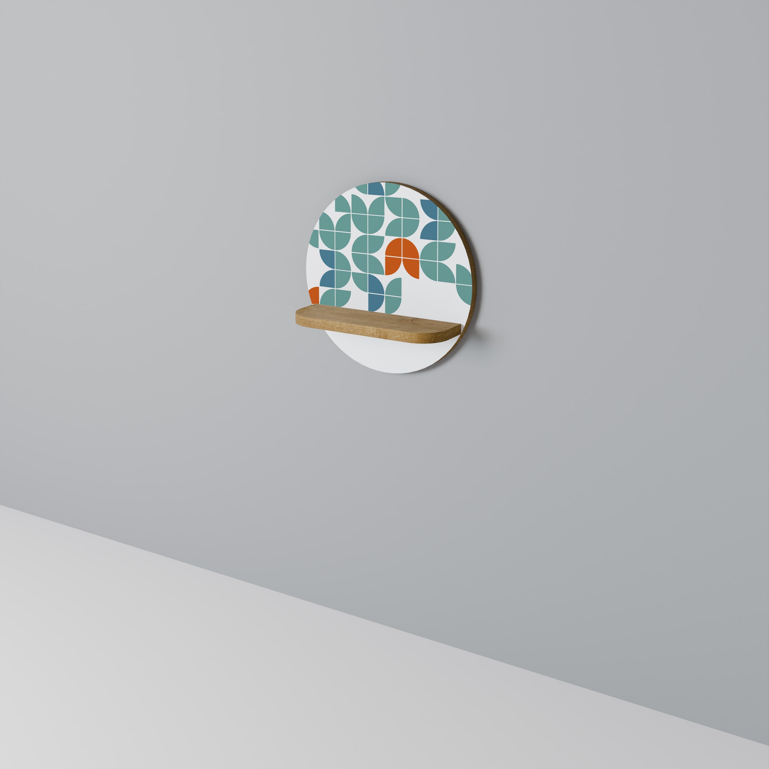 BE THE CHANGE Prateleira Redonda Decorativa em Efeito Carvalho