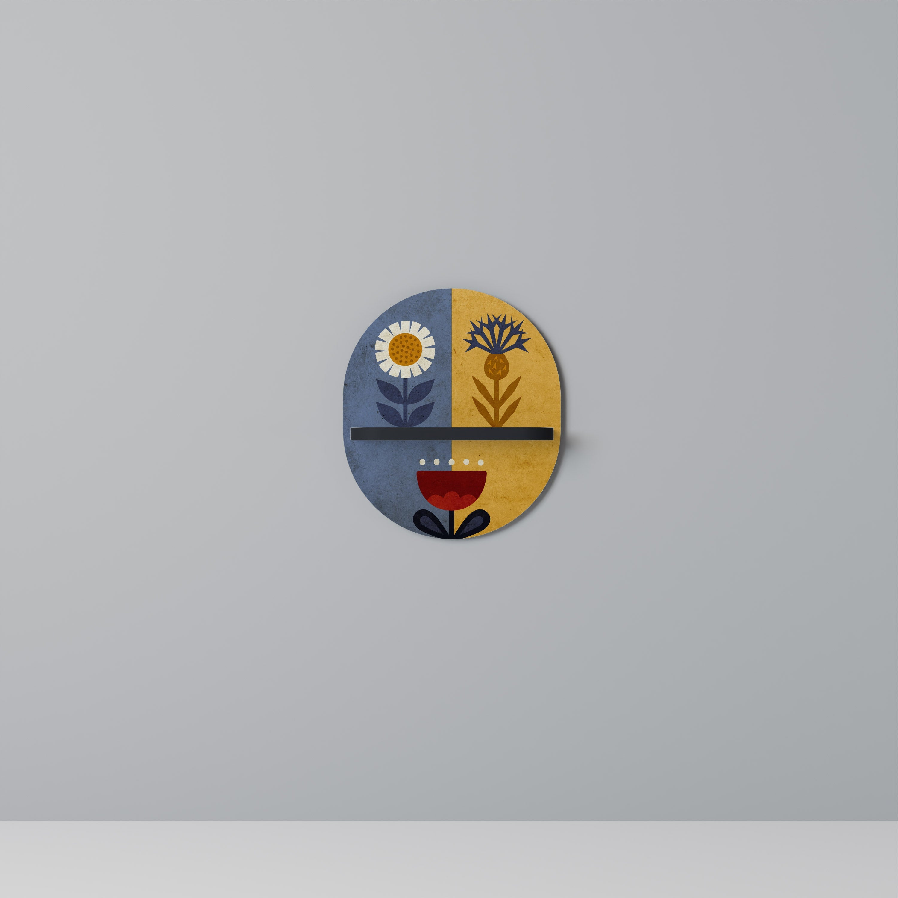 SCANDIC FLORET Prateleira Oval Decorativa em Acabamento Preto