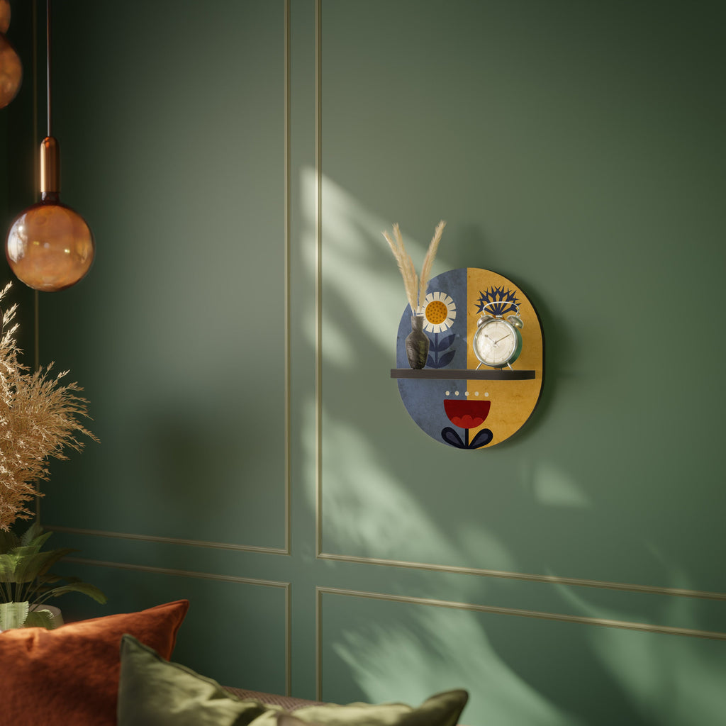 SCANDIC FLORET Prateleira Oval Decorativa em Acabamento Preto