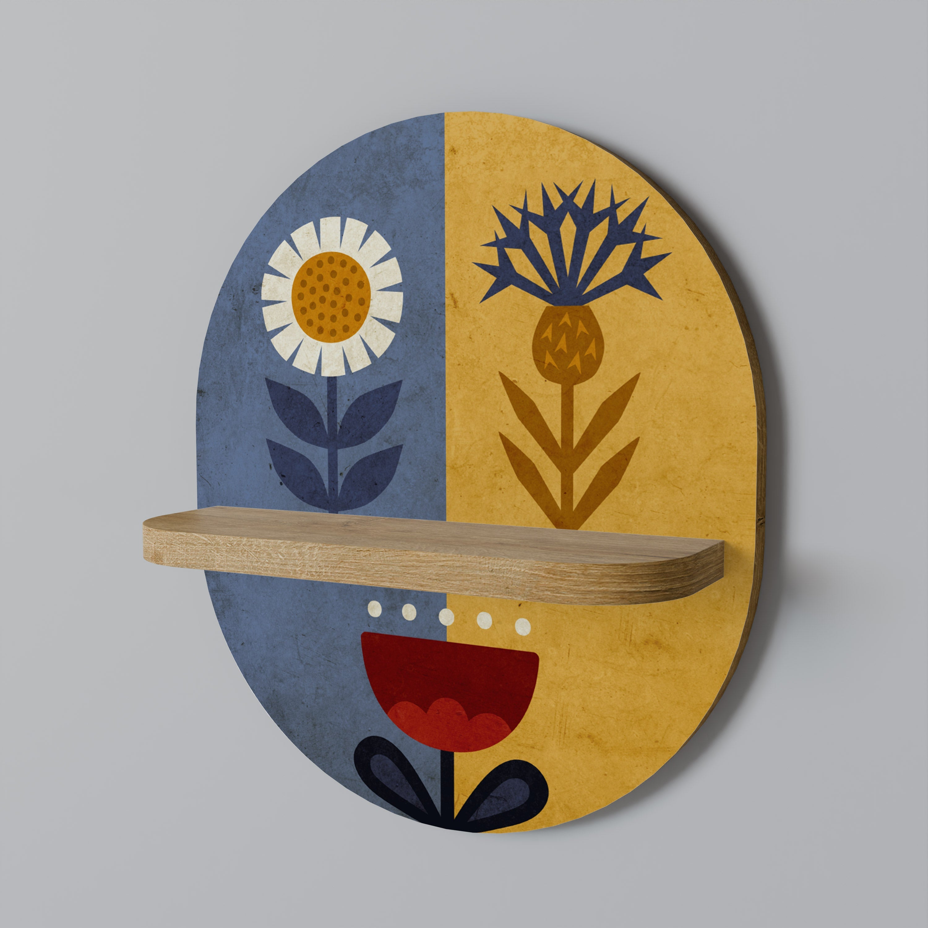 SCANDIC FLORET Prateleira Oval Decorativa em Efeito Carvalho