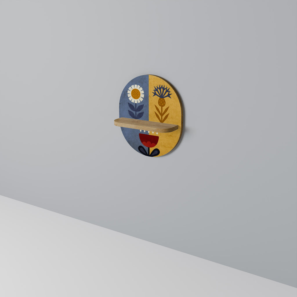 SCANDIC FLORET Prateleira Oval Decorativa em Efeito Carvalho