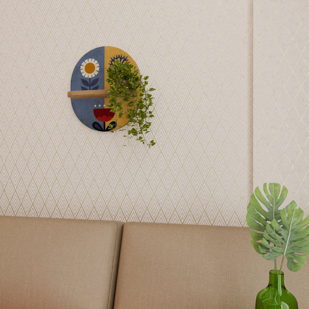 SCANDIC FLORET Prateleira Oval Decorativa em Efeito Carvalho