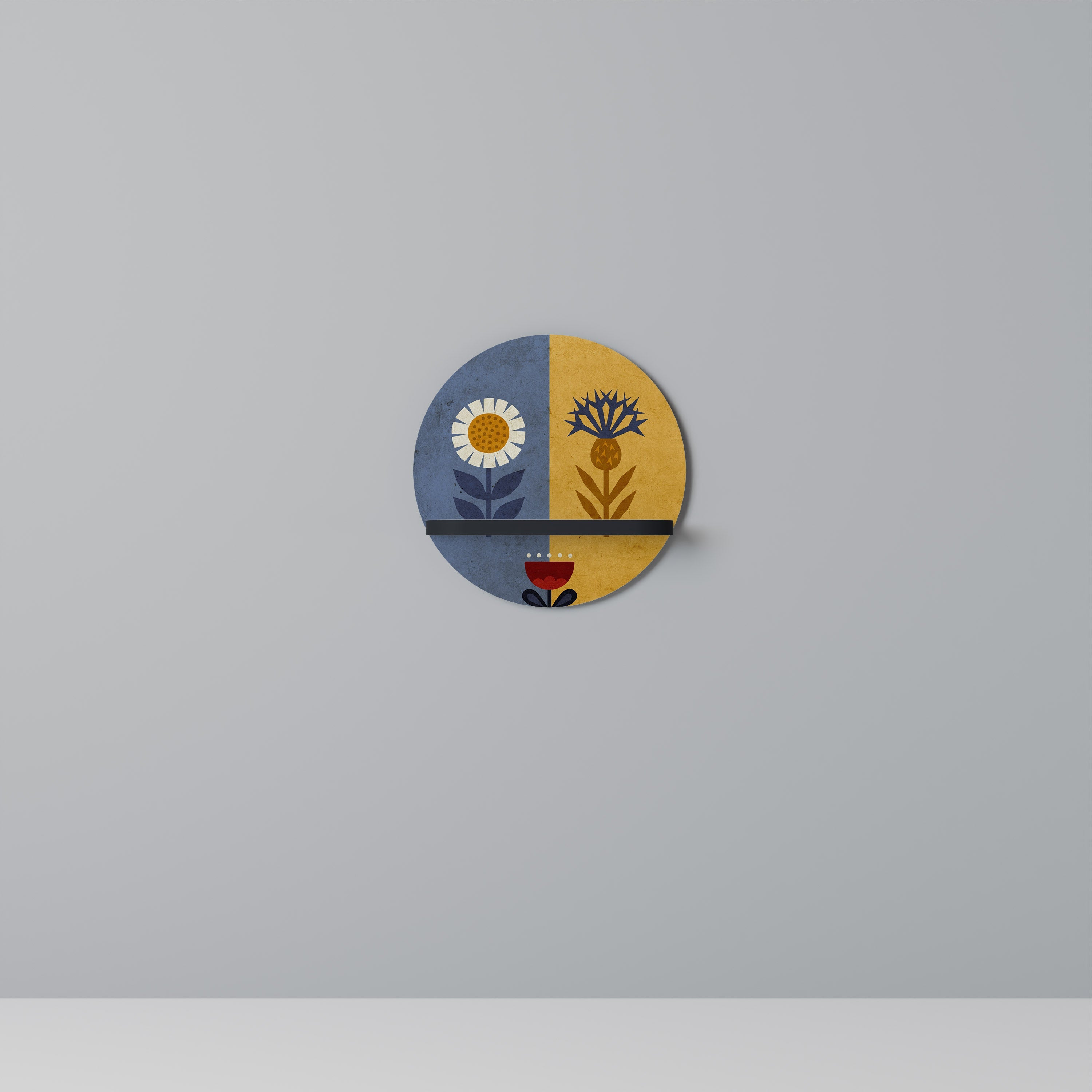 SCANDIC FLORET Round Art Shelf In Black Finish