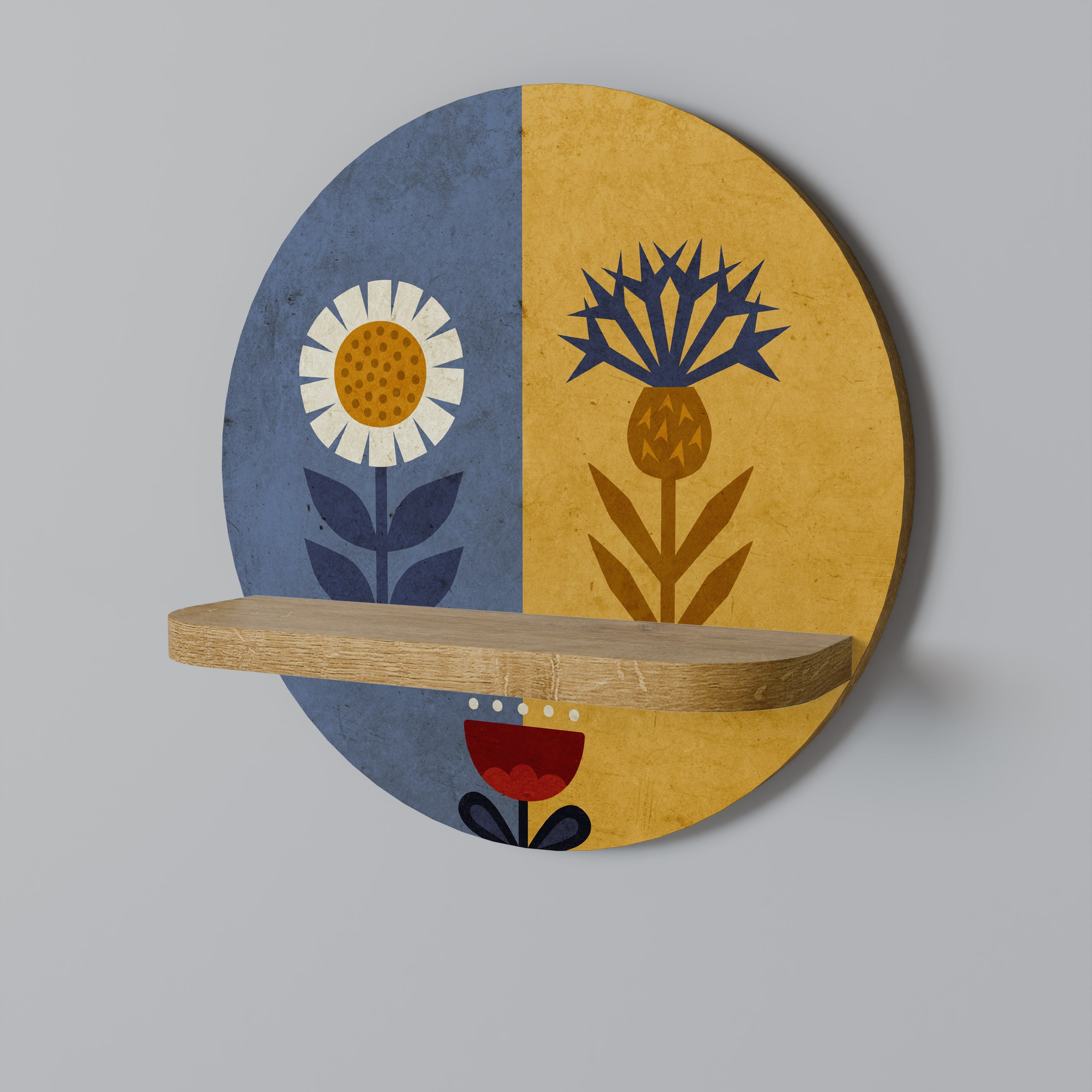 SCANDIC FLORET Prateleira Redonda Decorativa em Efeito Carvalho