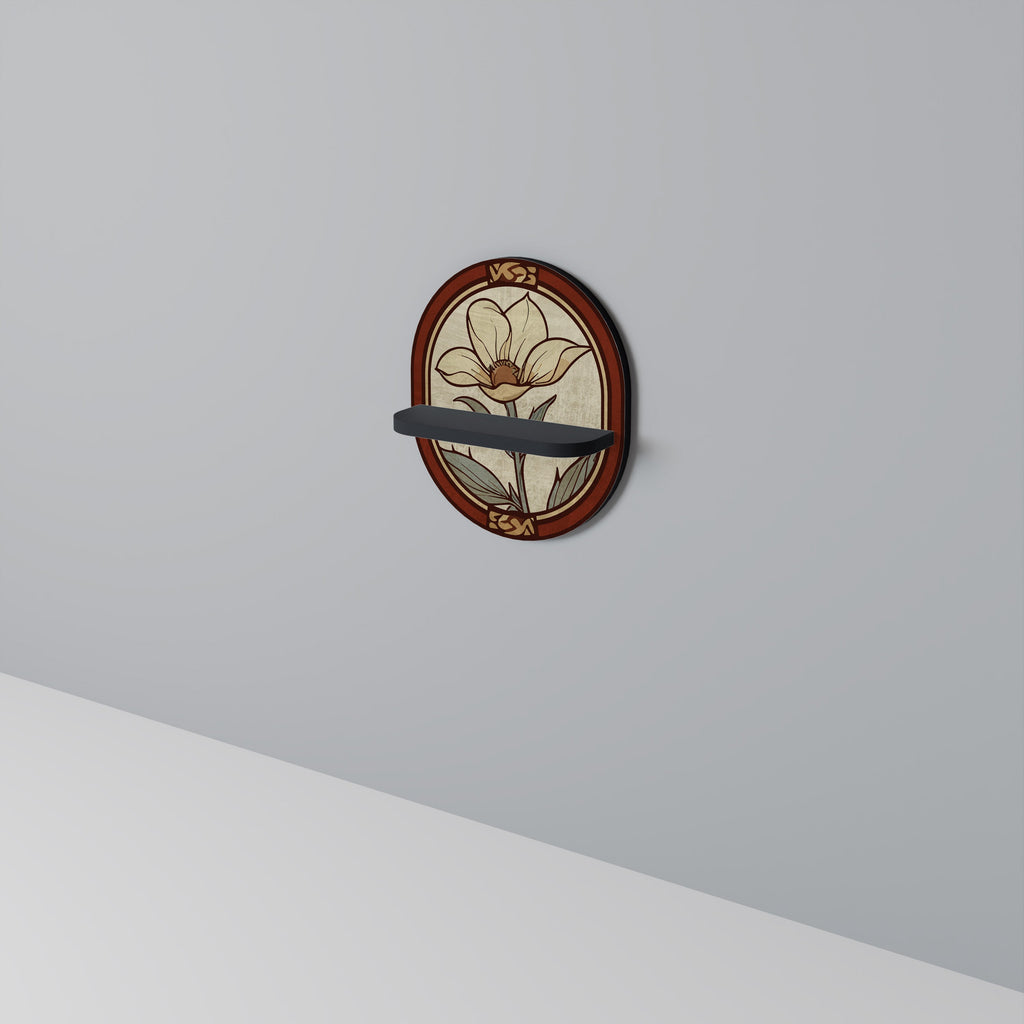TIMELESS FLORA Prateleira Oval Decorativa em Acabamento Preto