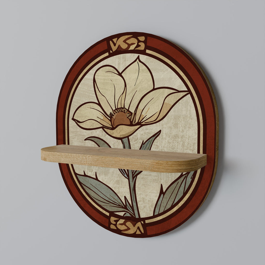 TIMELESS FLORA Prateleira Oval Decorativa em Efeito Carvalho