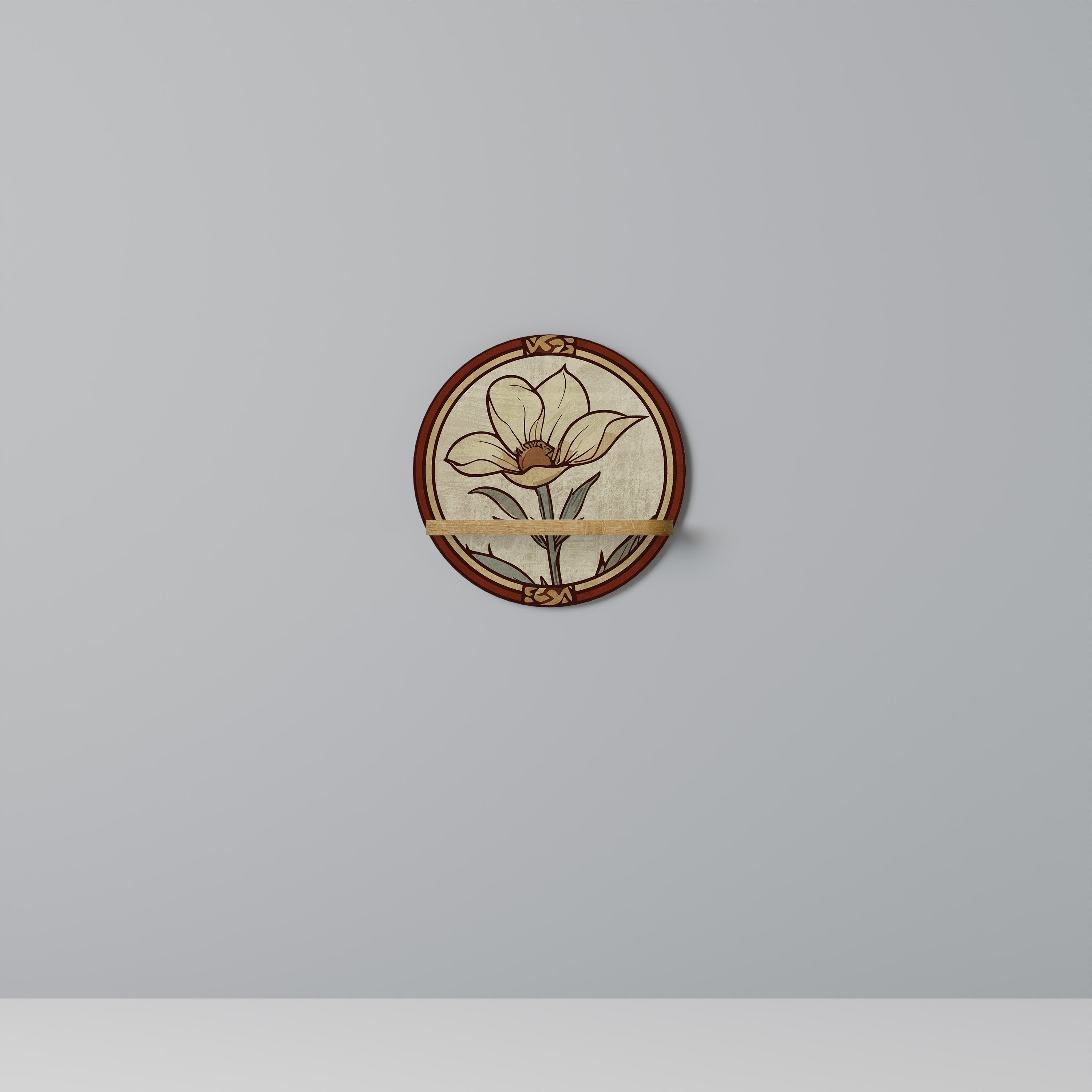 TIMELESS FLORA Prateleira Redonda Decorativa em Efeito Carvalho