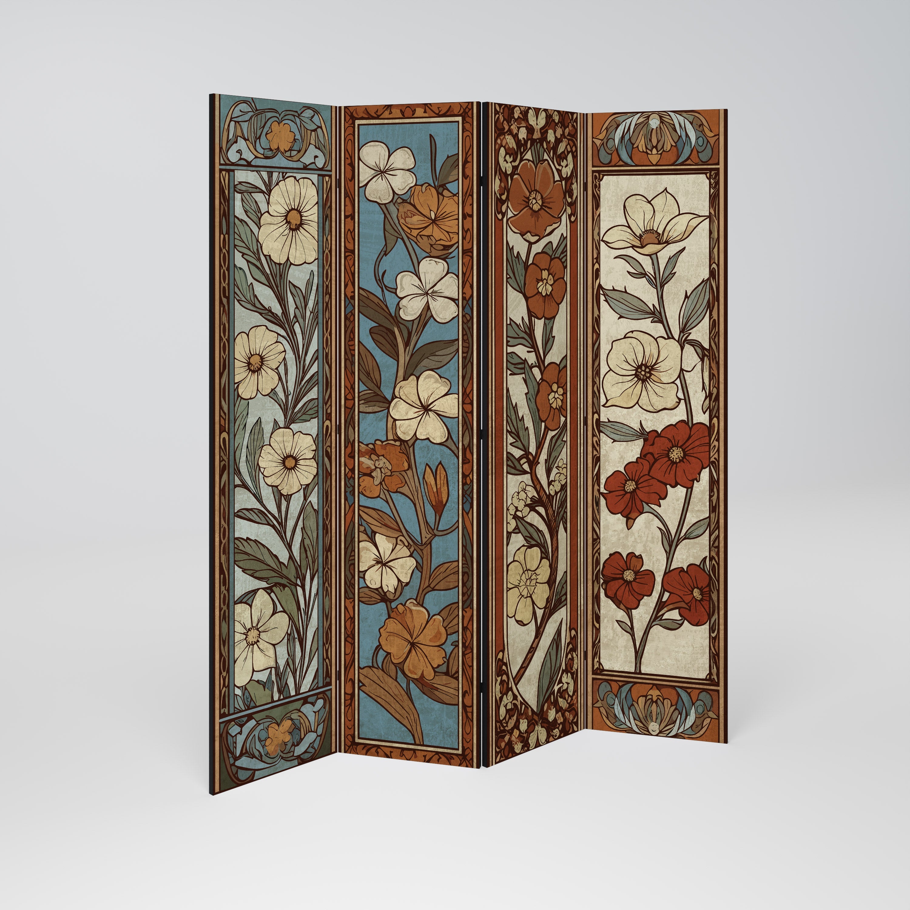 TIMELESS FLORA Biombo Decorativo de 4 Painéis