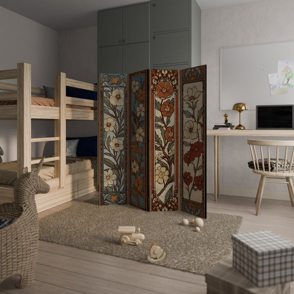 TIMELESS FLORA Biombo Decorativo de 4 Painéis