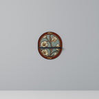 ORNATE PETALS Prateleira Oval Decorativa em Acabamento Preto