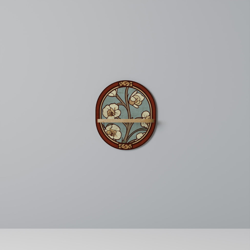 ORNATE PETALS Prateleira Oval Decorativa em Efeito Carvalho