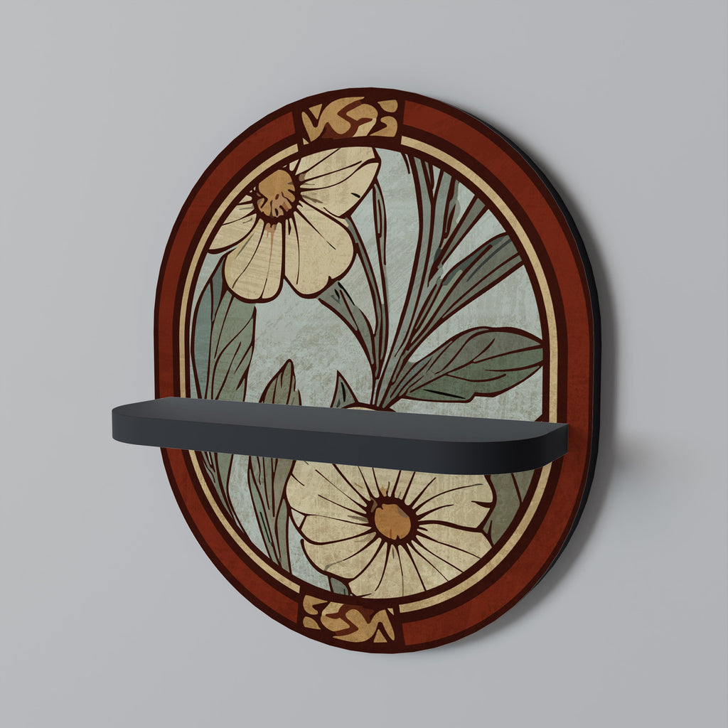 HERITAGE BLOSSOM Prateleira Oval Decorativa em Acabamento Preto