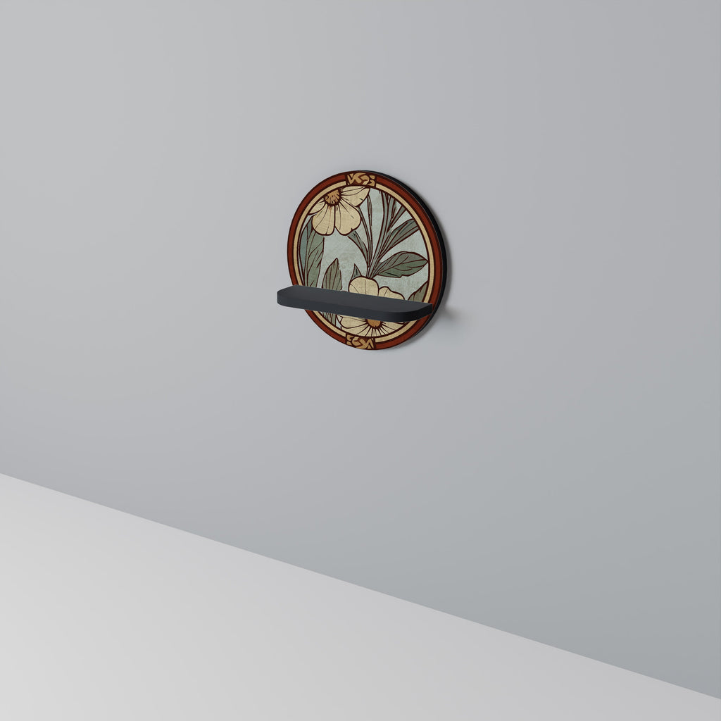 HERITAGE BLOSSOM Prateleira Redonda Decorativa em Acabamento Preto