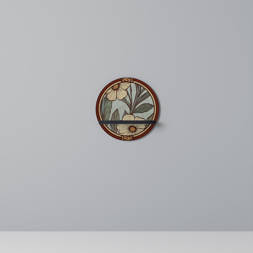 HERITAGE BLOSSOM Prateleira Redonda Decorativa em Acabamento Preto