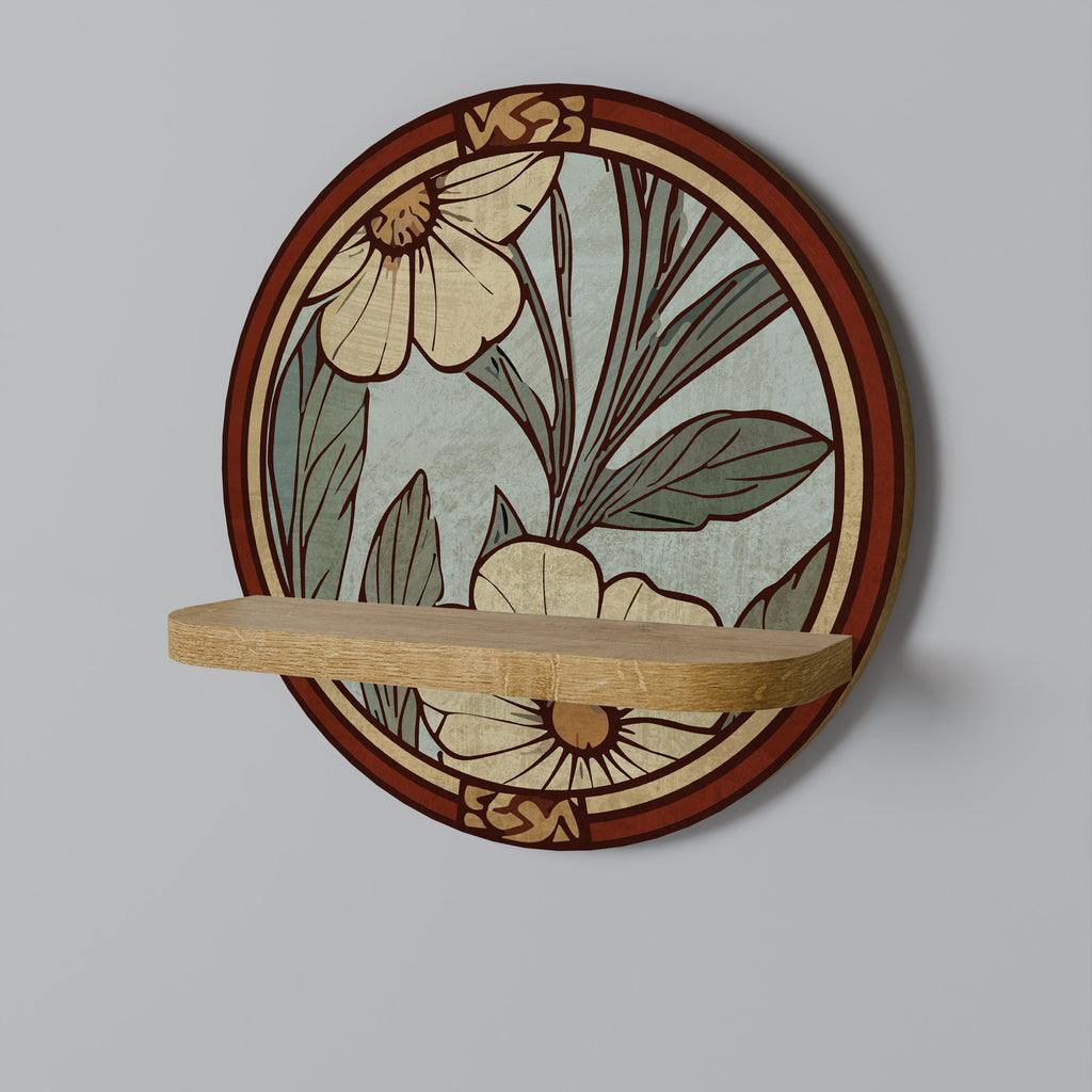 HERITAGE BLOSSOM Prateleira Redonda Decorativa em Efeito Carvalho
