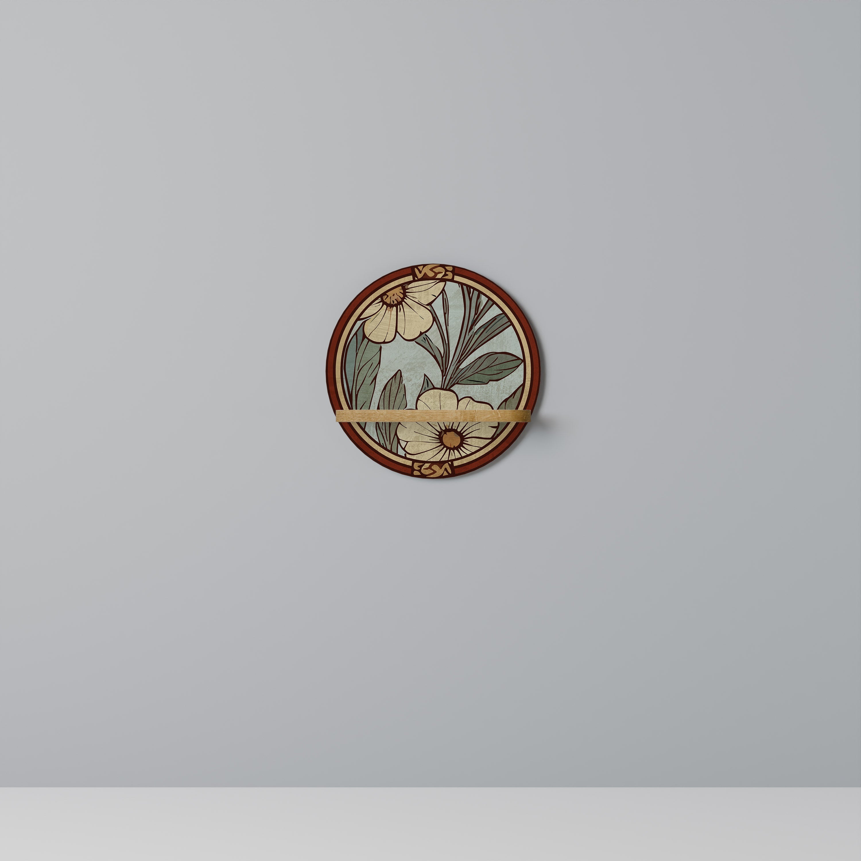 HERITAGE BLOSSOM Prateleira Redonda Decorativa em Efeito Carvalho