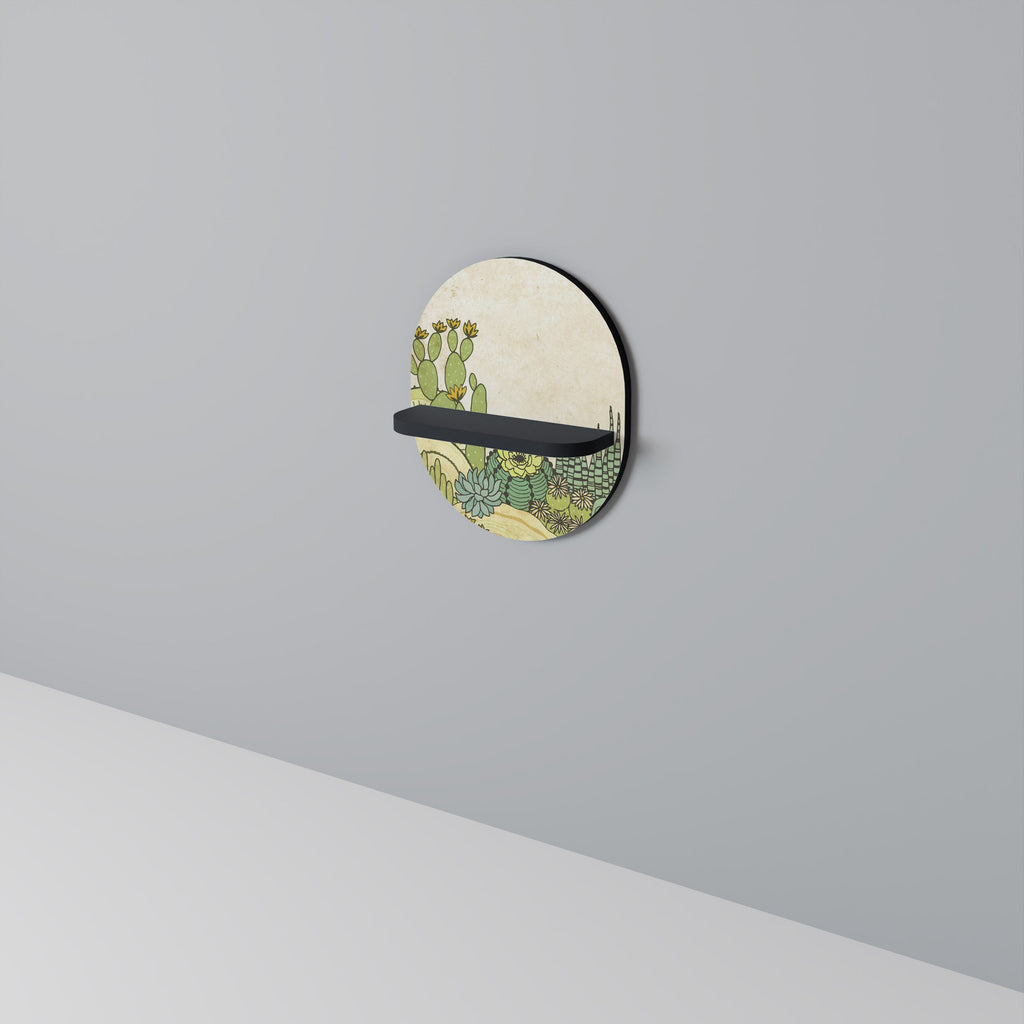 SUCCULENTS KALEIDOSCOPE Oval Art Shelf In Black Finish