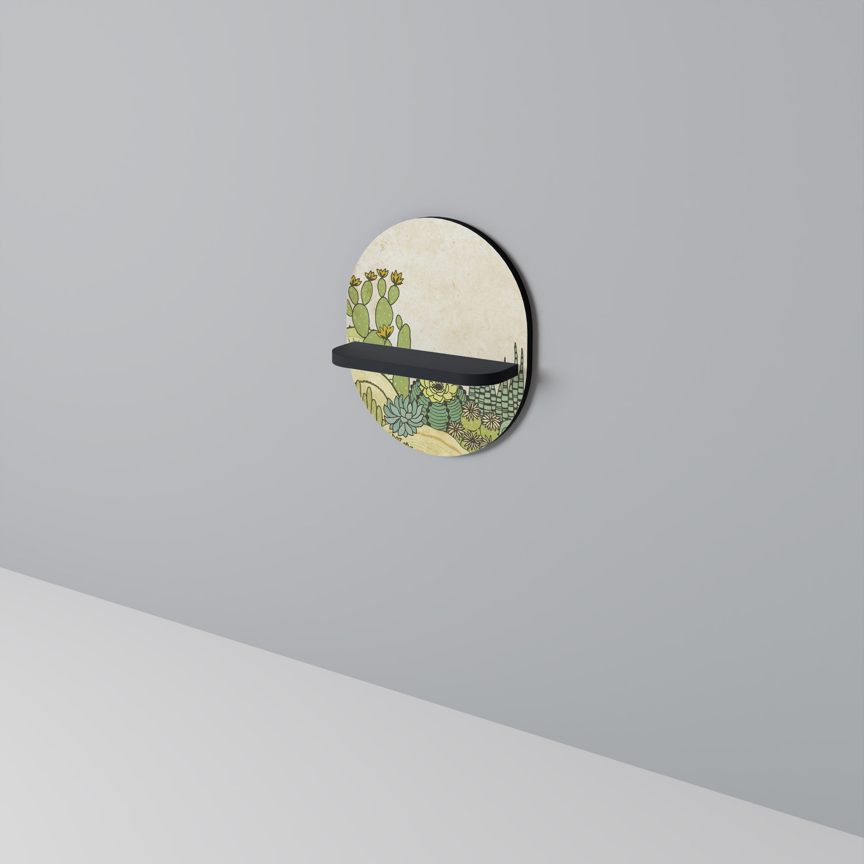 SUCCULENTS KALEIDOSCOPE Prateleira Oval Decorativa em Acabamento Preto