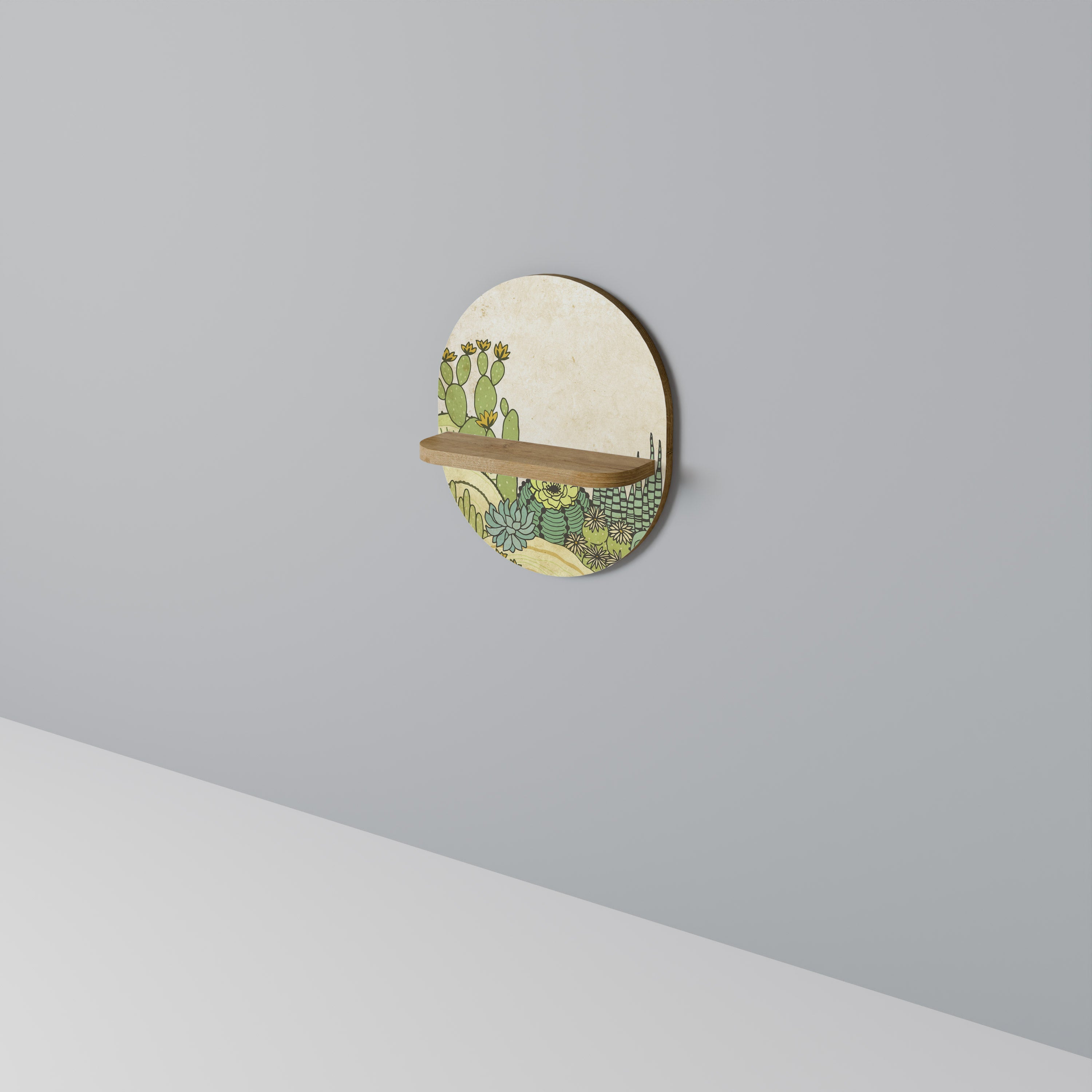 SUCCULENTS KALEIDOSCOPE Prateleira Oval Decorativa em Efeito Carvalho