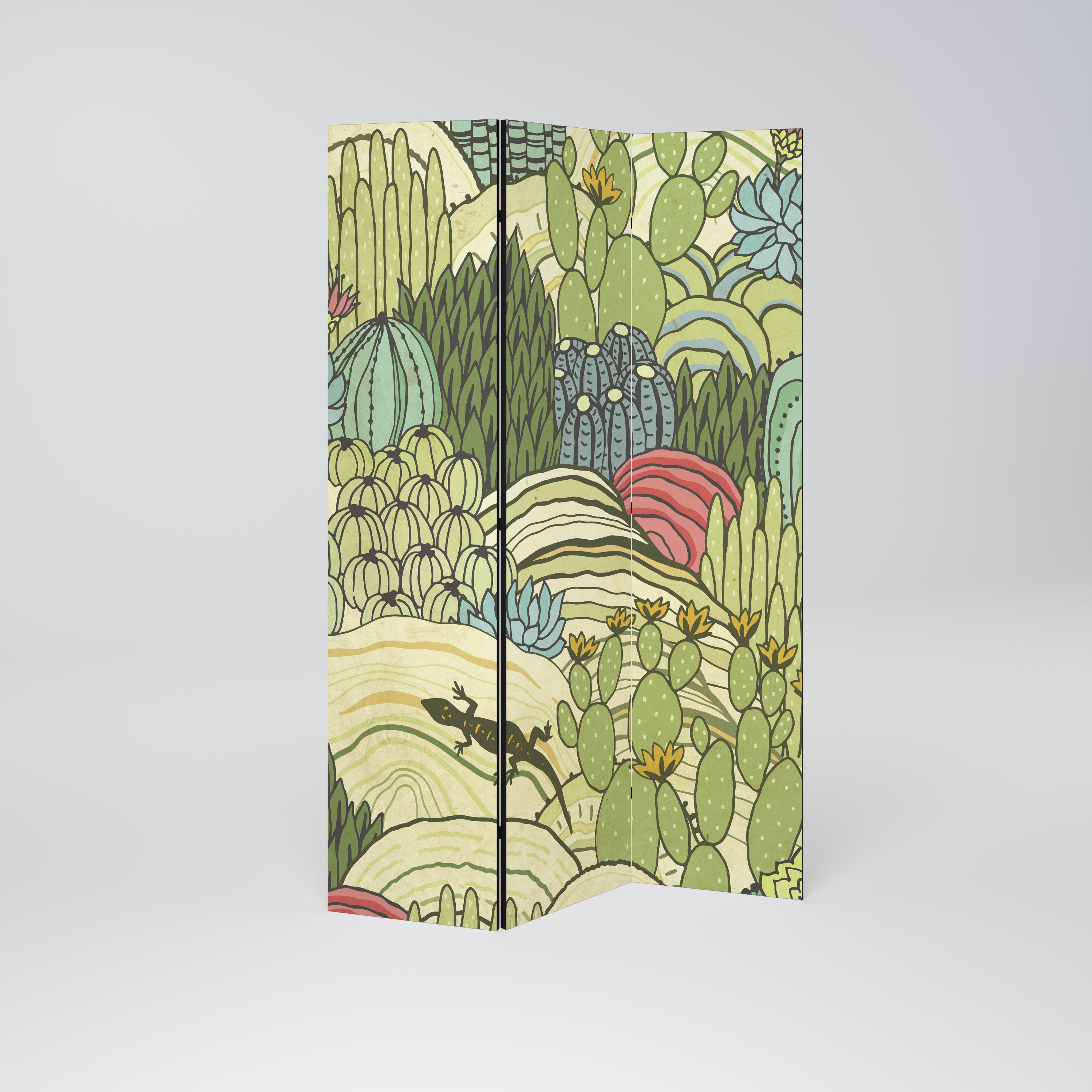 SUCCULENTS KALEIDOSCOPE 3-Panel Room Divider