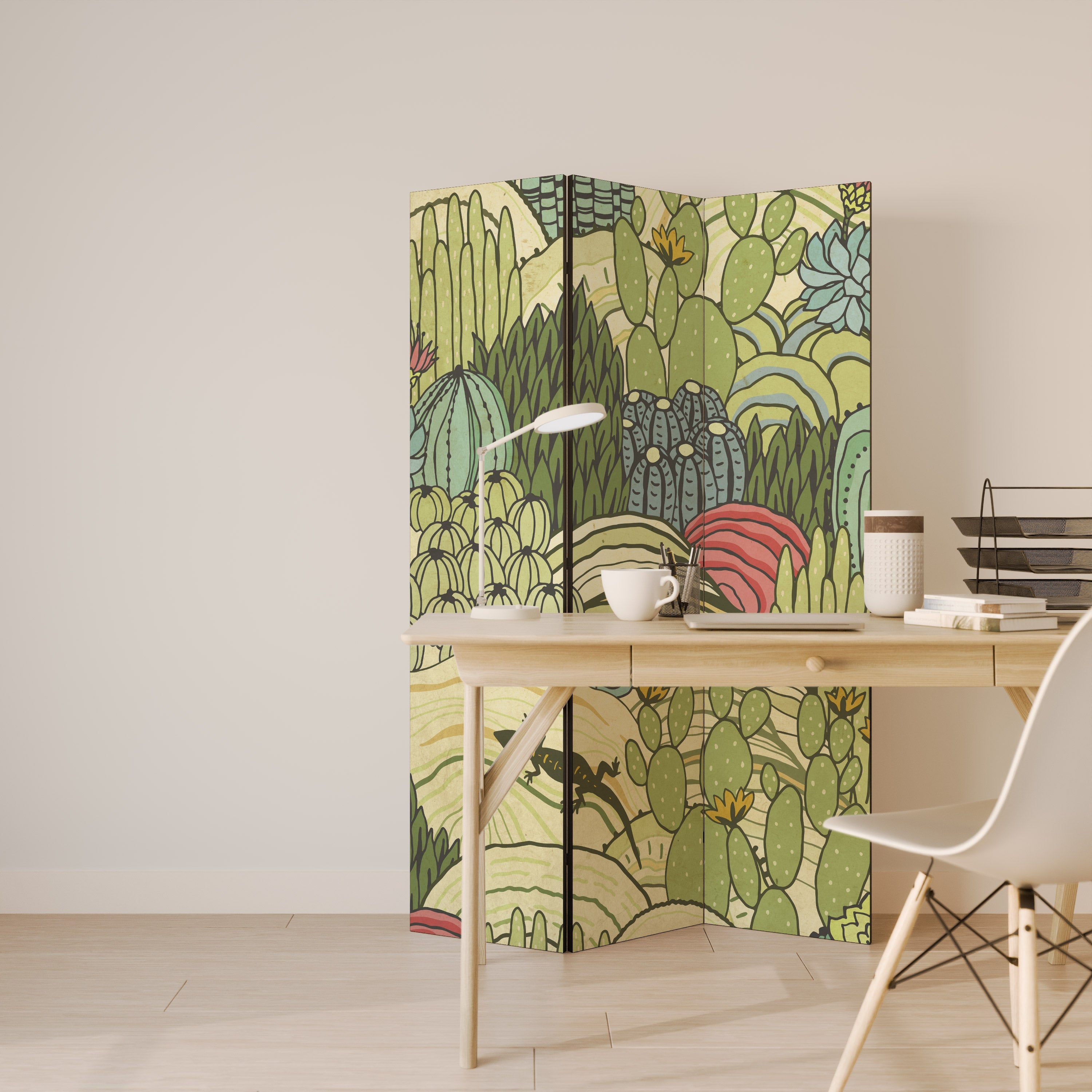 SUCCULENTS KALEIDOSCOPE Biombo Decorativo de 3 Painéis