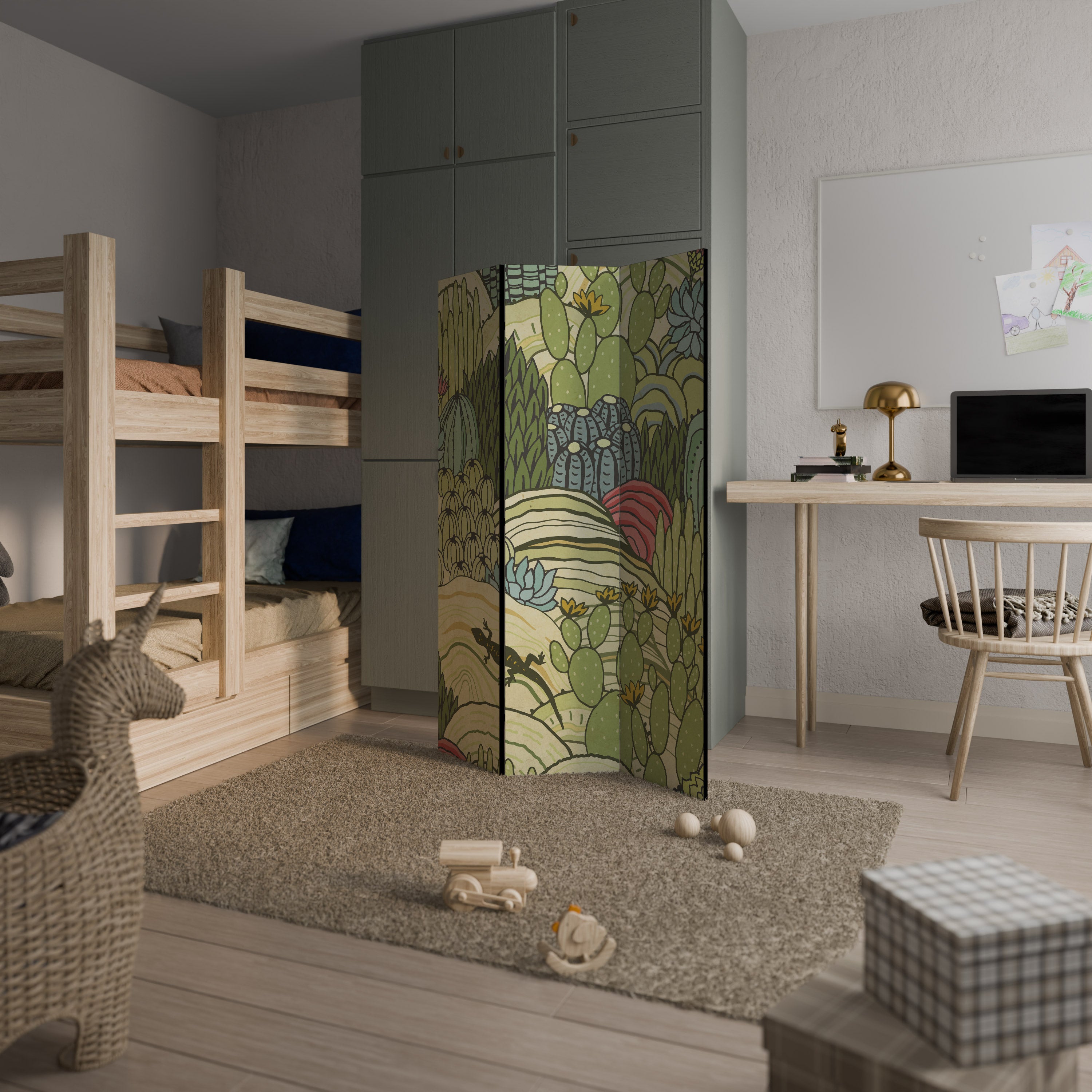 SUCCULENTS KALEIDOSCOPE 3-Panel Room Divider