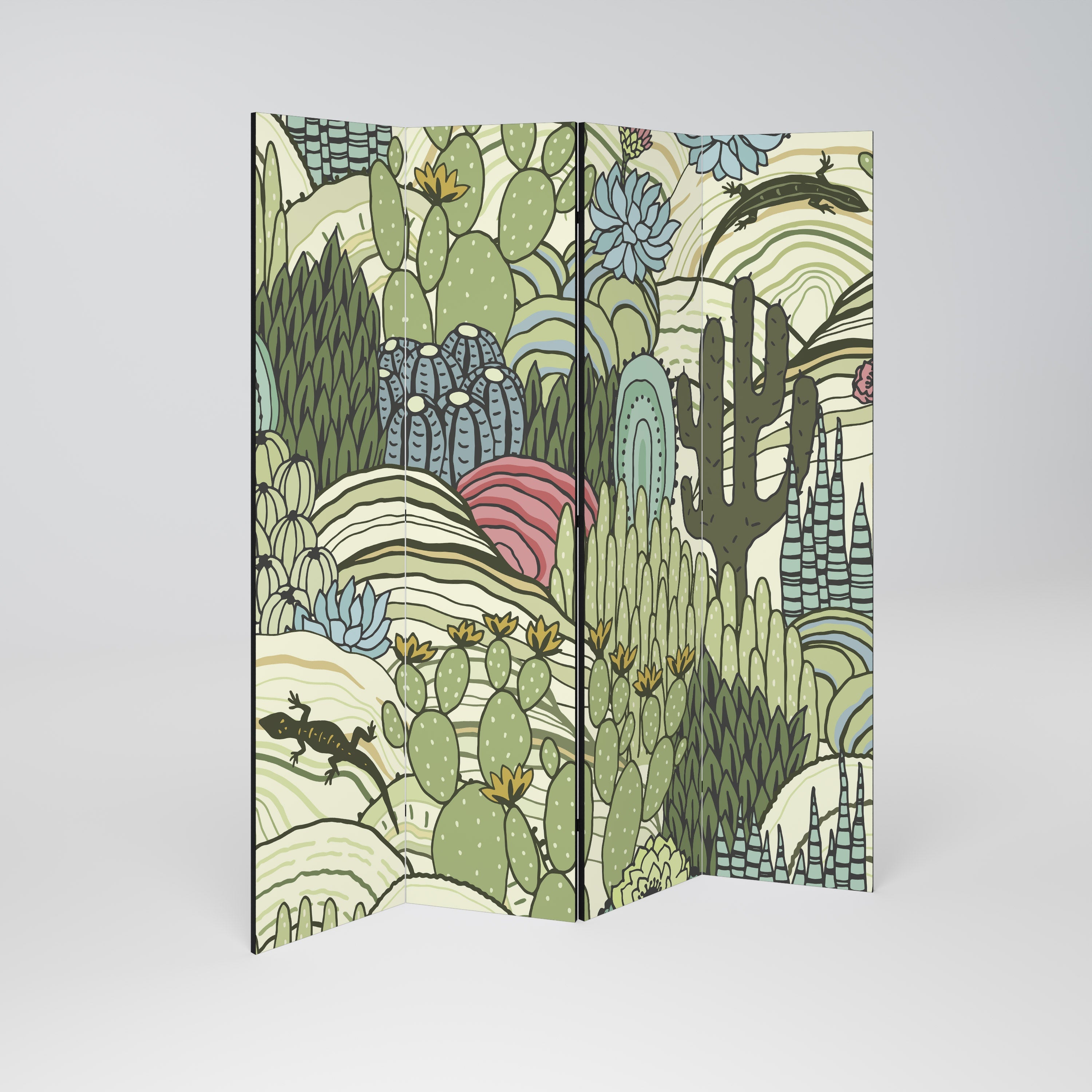 SUCCULENTS KALEIDOSCOPE Biombo Decorativo de 4 Painéis