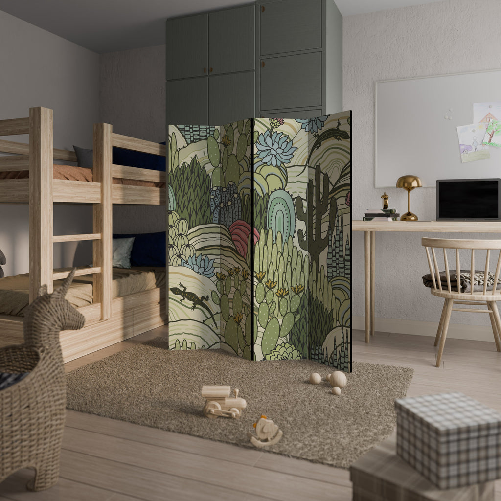 SUCCULENTS KALEIDOSCOPE Biombo Decorativo de 4 Painéis