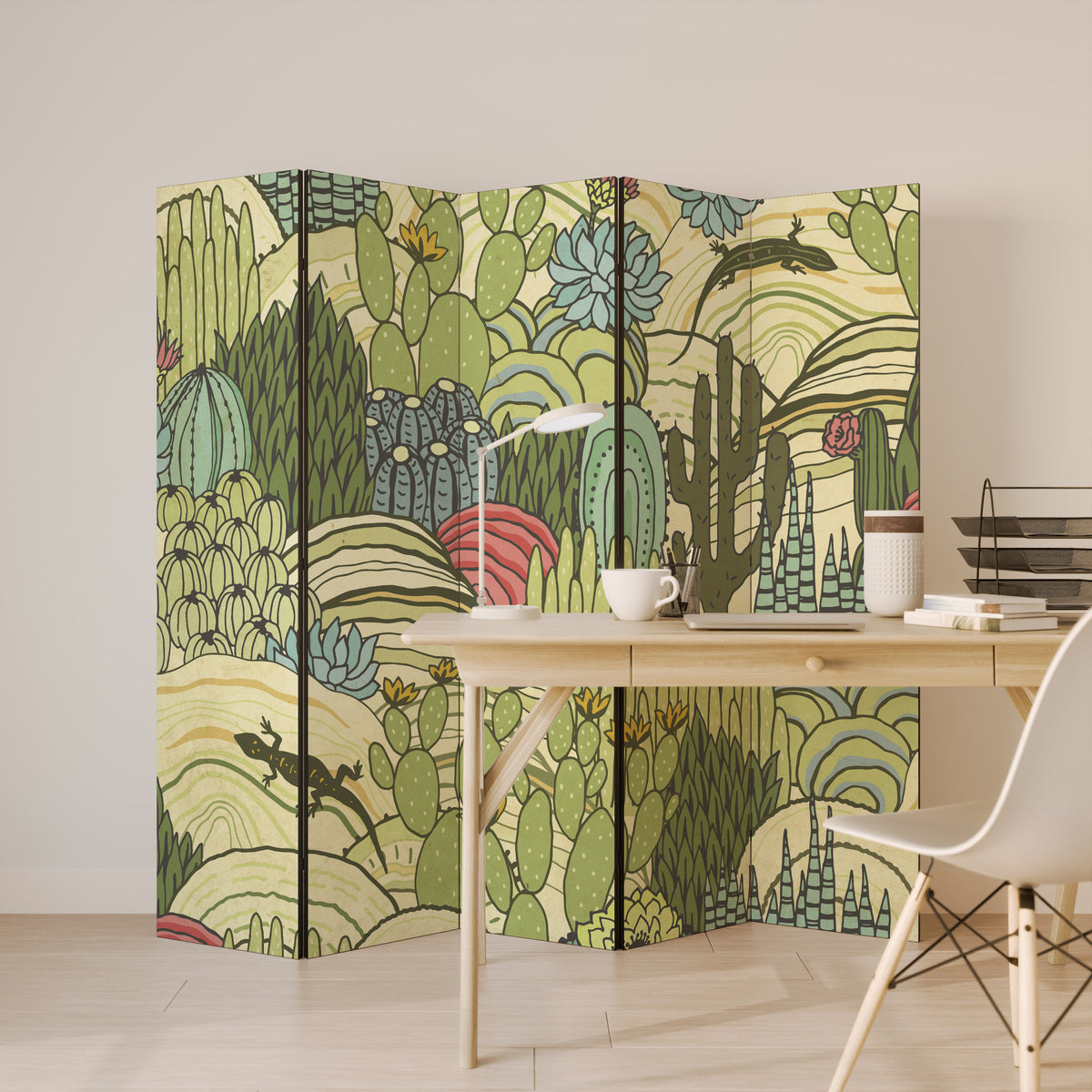 SUCCULENTS KALEIDOSCOPE 5-Panel Room Divider