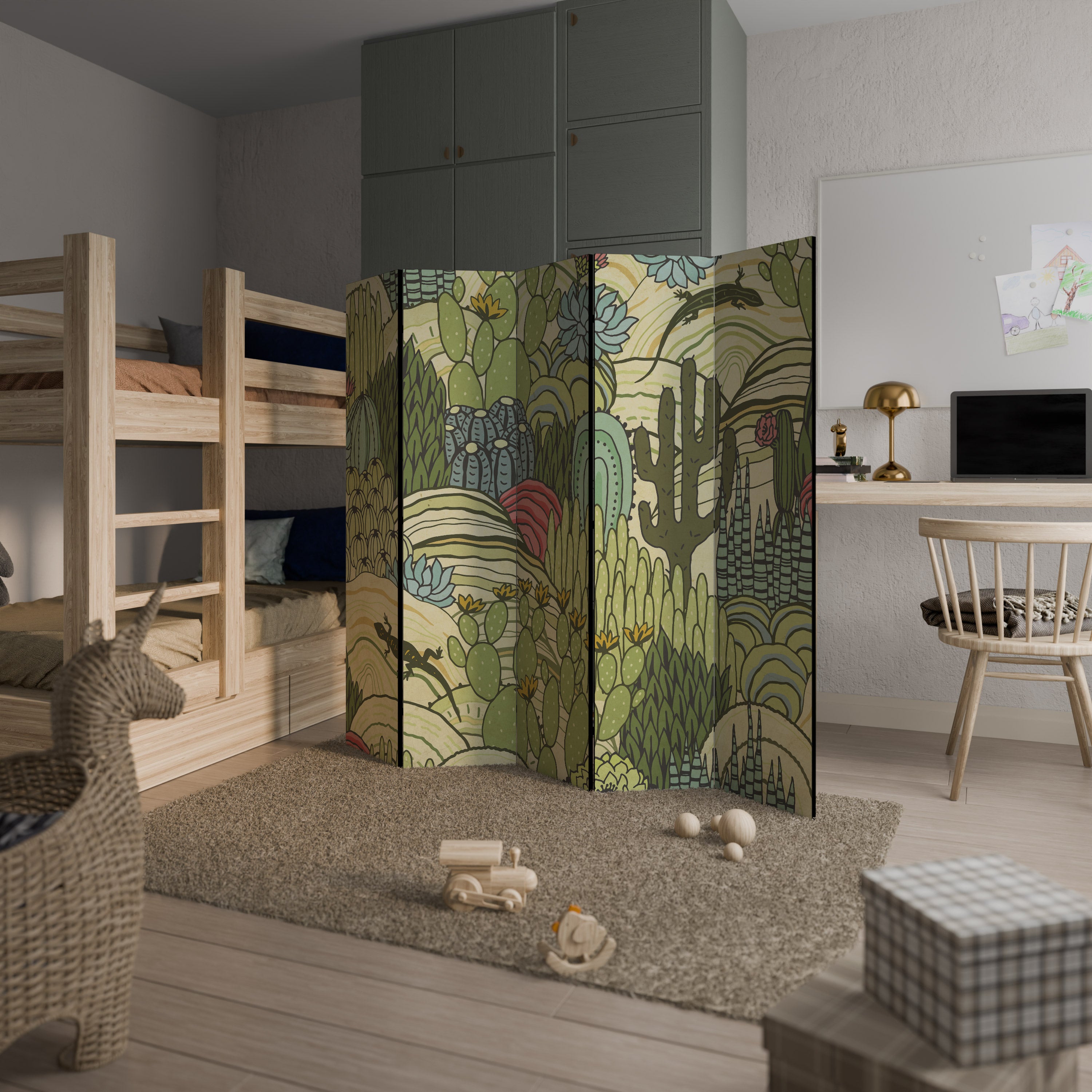 SUCCULENTS KALEIDOSCOPE Biombo de 5 Painéis